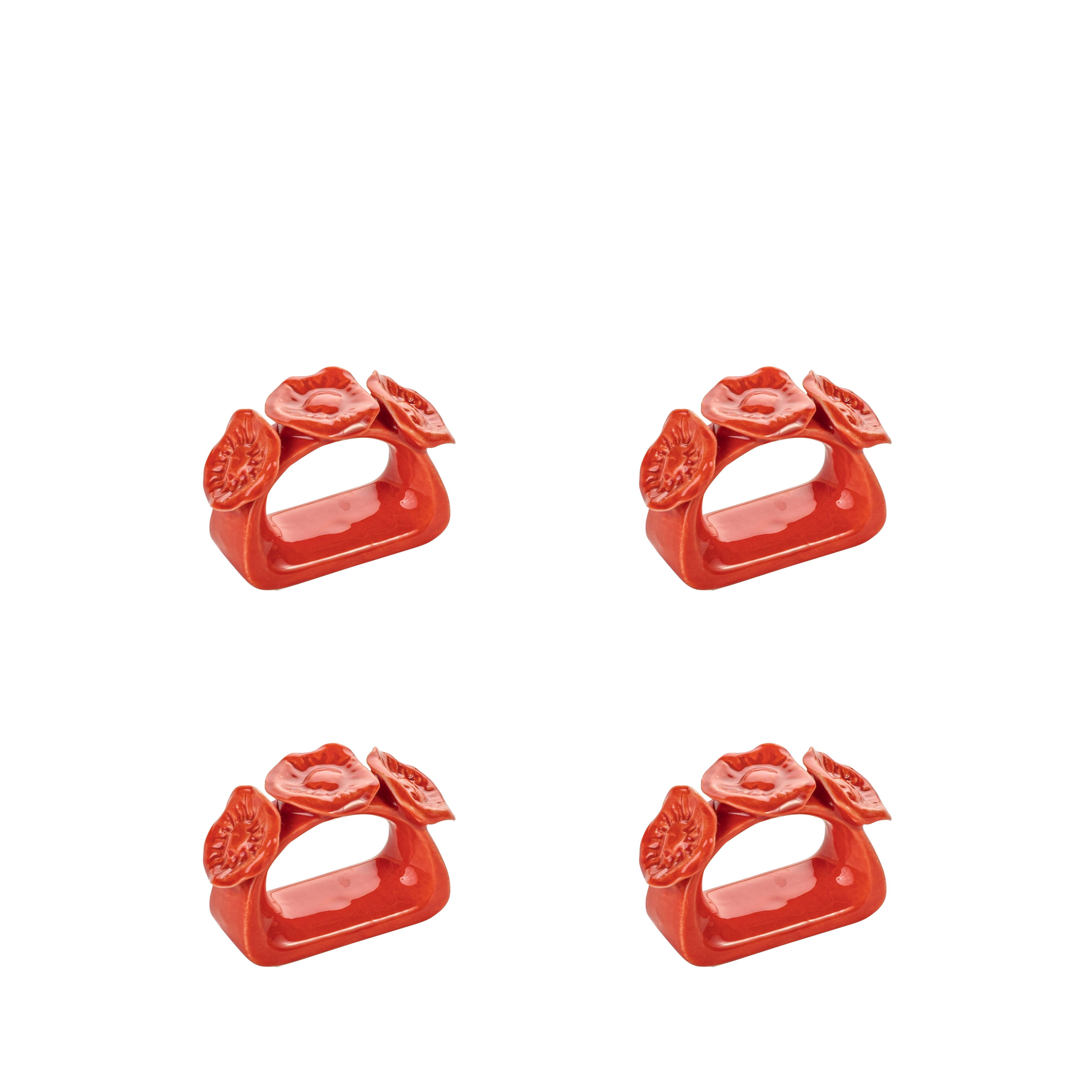 Red Mini Flower - 4Pc - Fathy Mahmoud Porcelain 