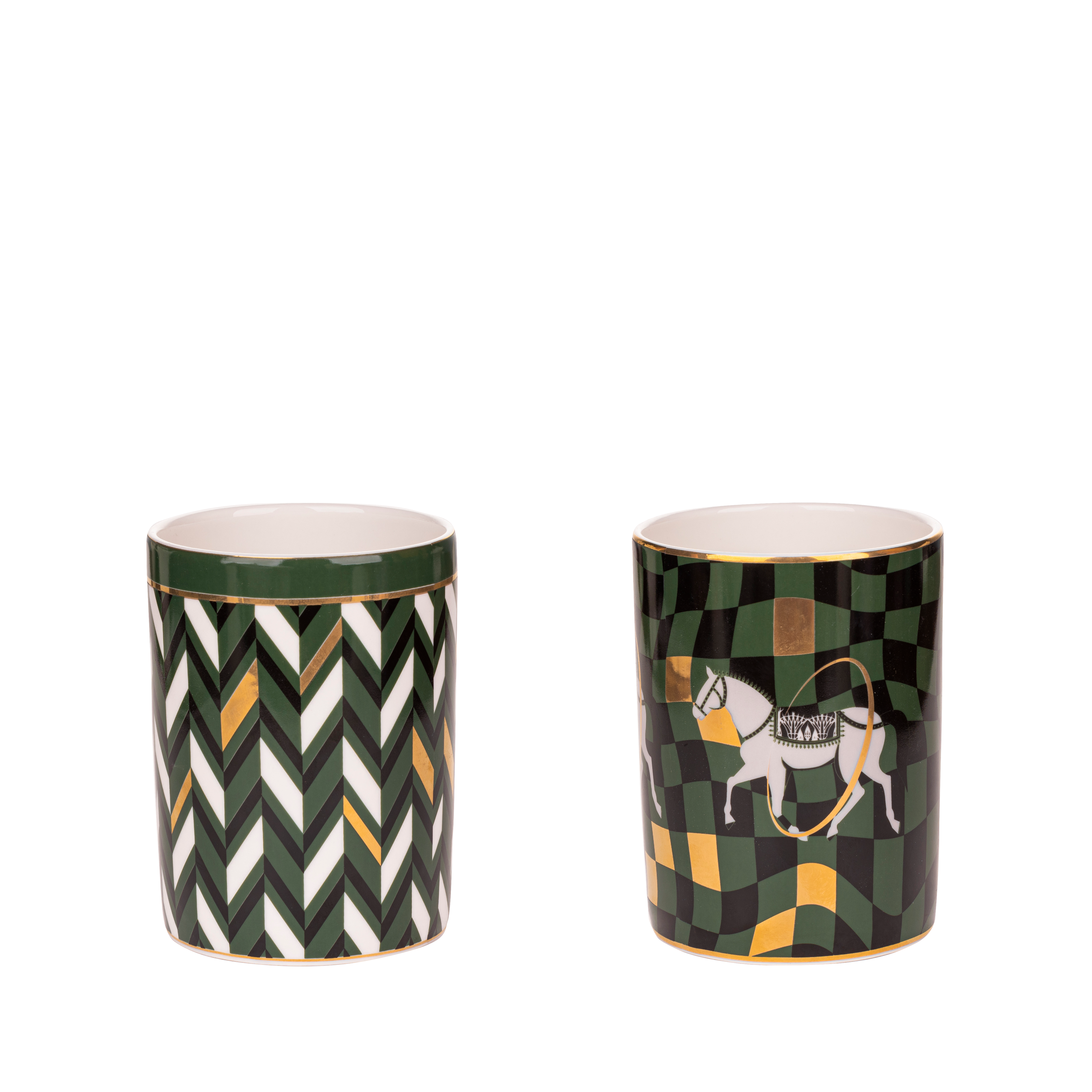 Chase cannisters green - 2 pieces - Fathy Mahmoud Porcelain 