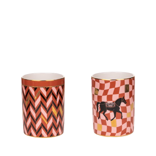 Chase cannisters red - 2 pieces - Fathy Mahmoud Porcelain 