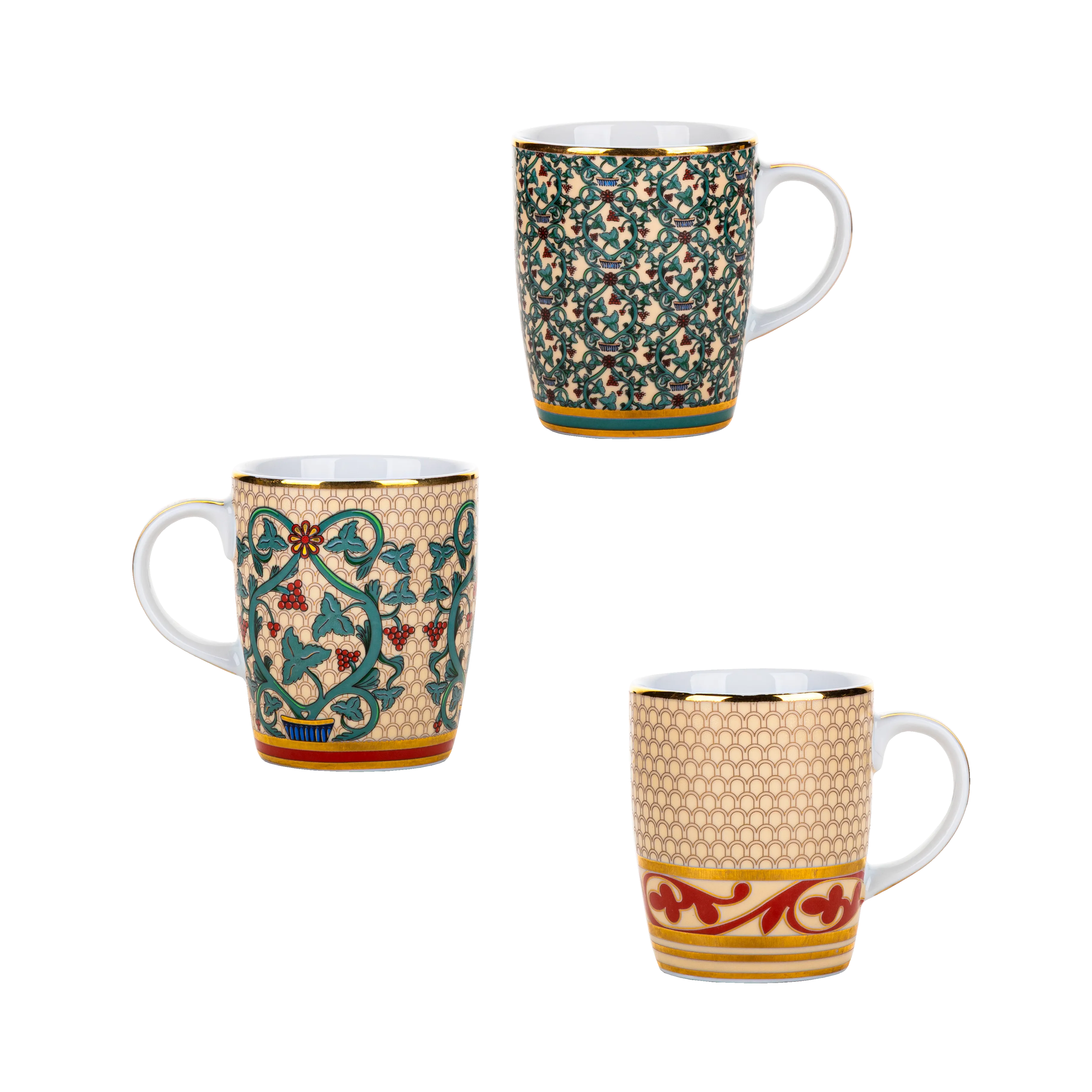 Christmas floral mugs- 3 pieces