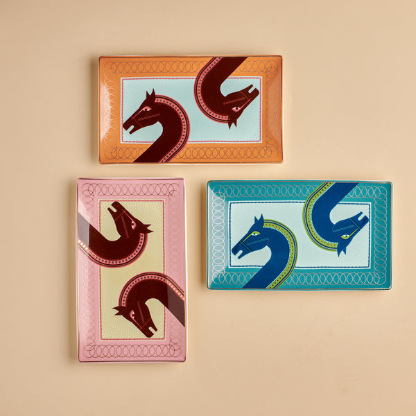 Cordovan 2 horses trays - 3 pieces