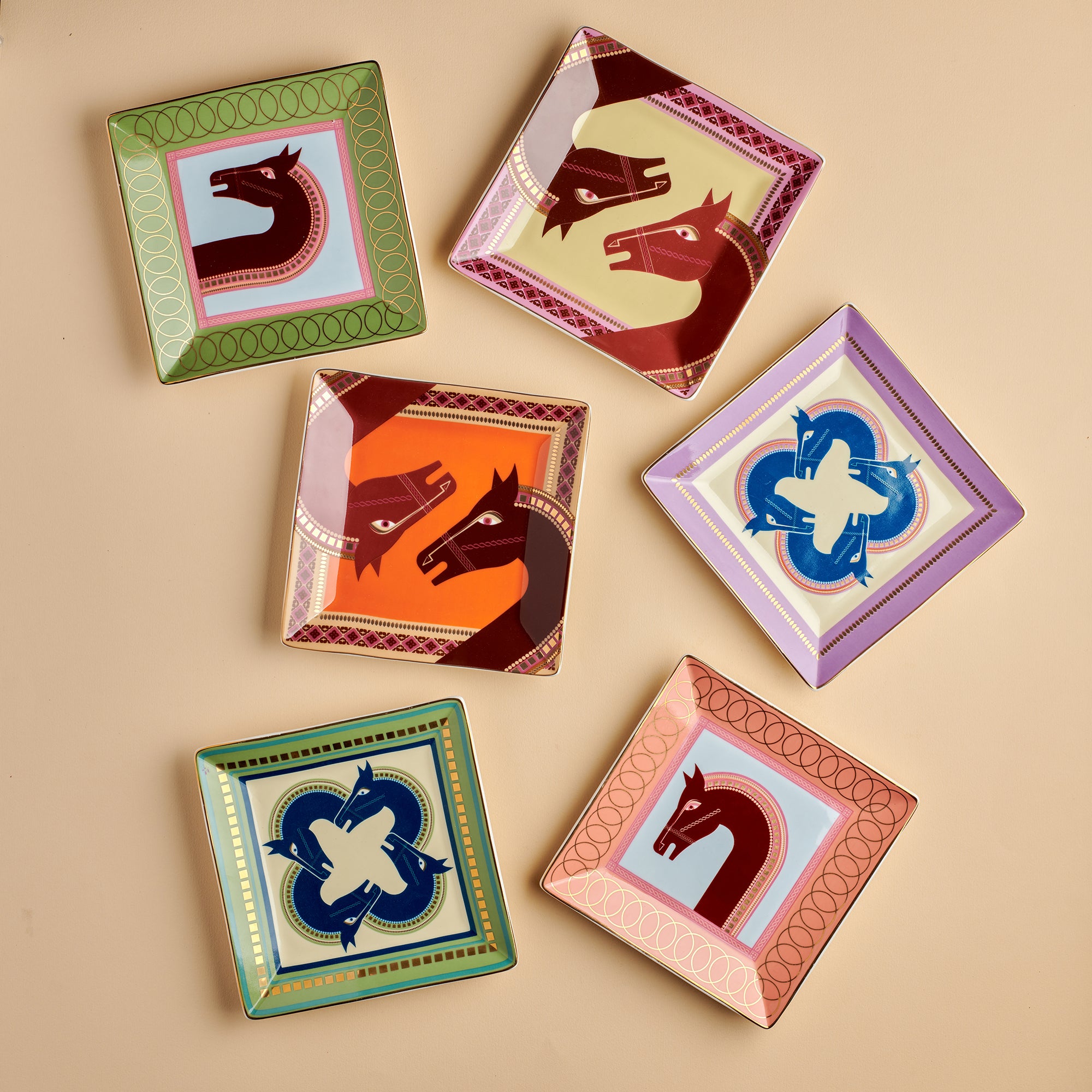 Cordovan 1 horse decor set - Fathy Mahmoud Porcelain 