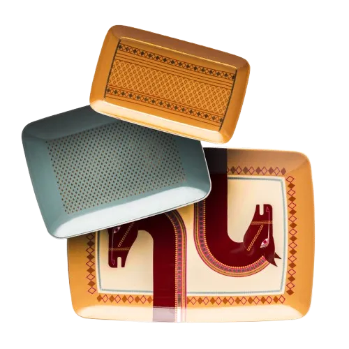 Cordovan Orange Tray Set - Fathy Mahmoud Porcelain 