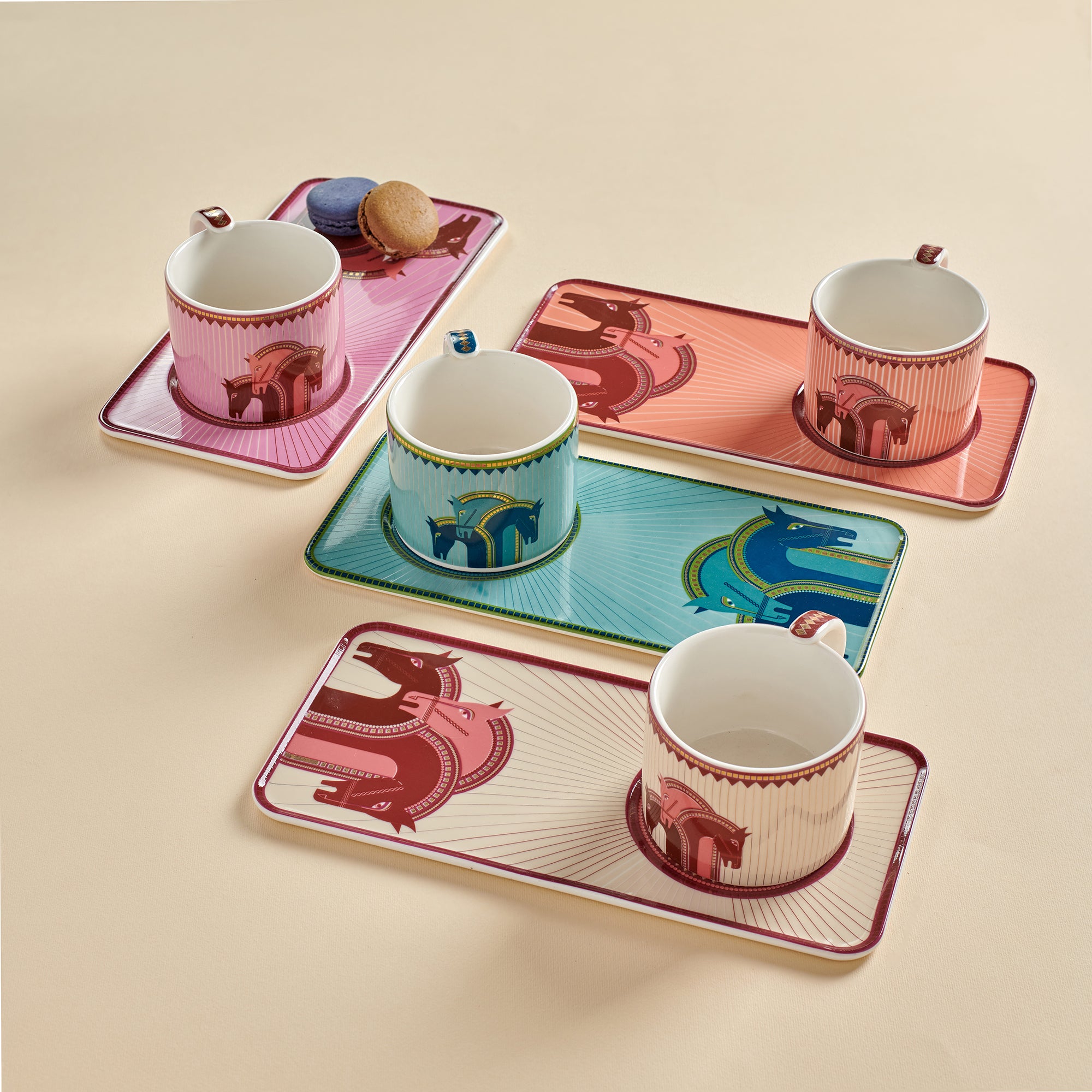 Cordovan tea set blue - 2 pieces - Fathy Mahmoud Porcelain 