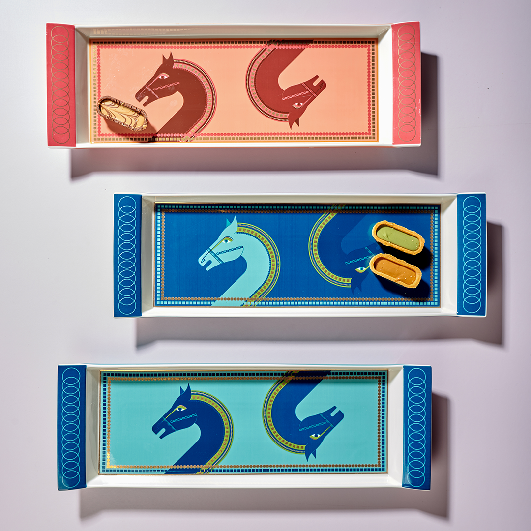 Cordovan tray - orange - Fathy Mahmoud Porcelain 