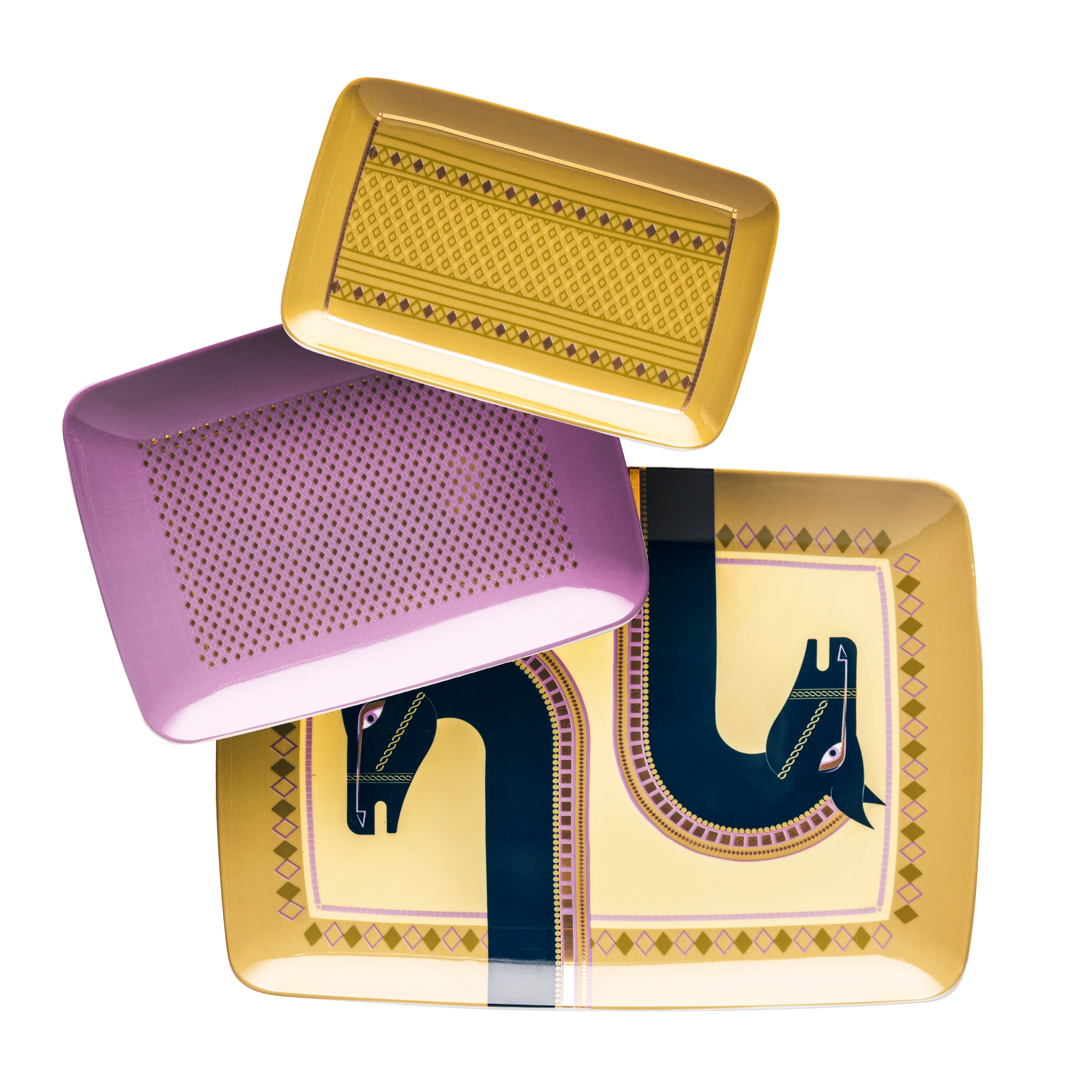 Cordovan Yellow Tray Set - Fathy Mahmoud Porcelain 