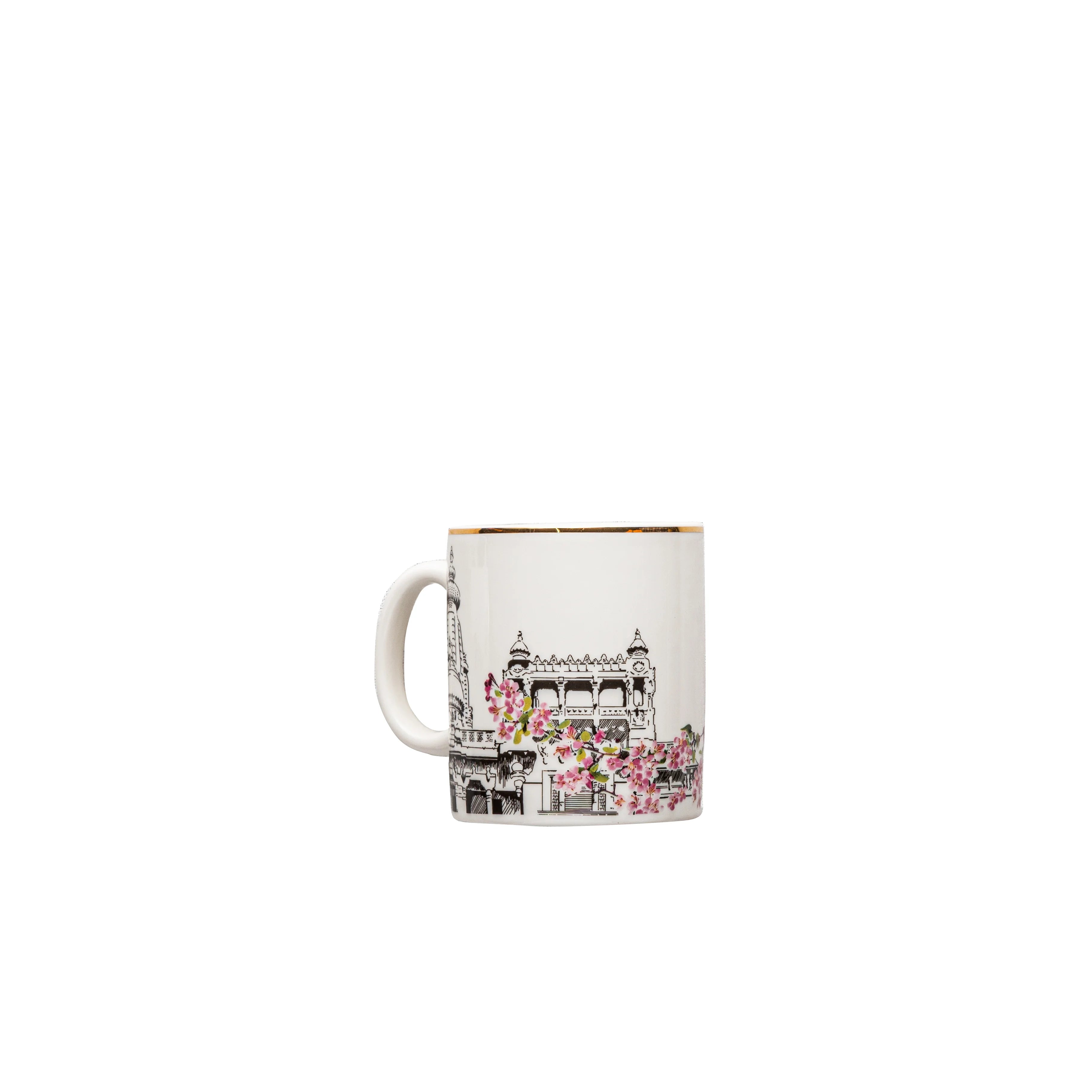Fathy Mahmoud Porcelain Tableware فتحى محمود Egyptian Architecture Mug Set, Dessert Plates, Baron Palace