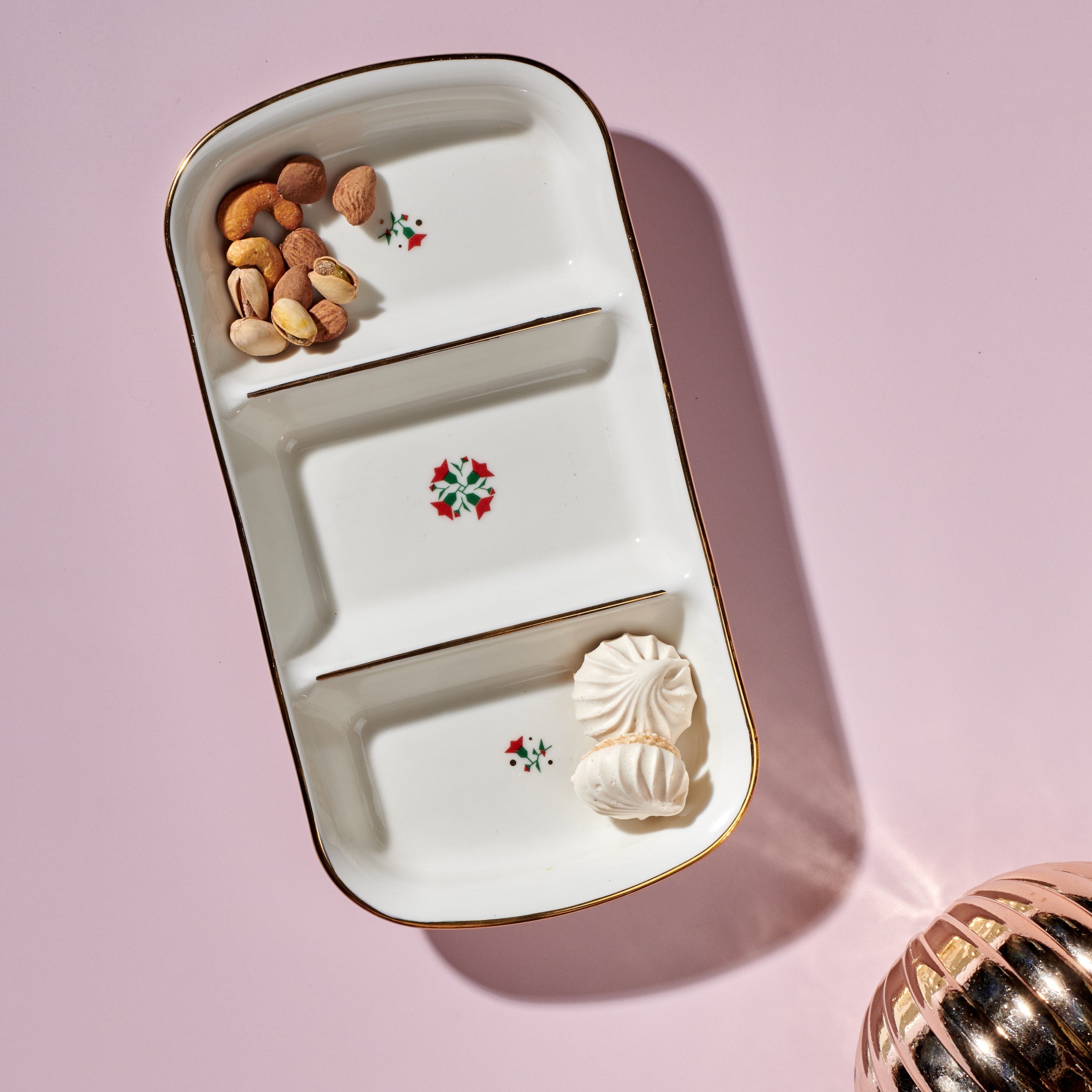 Poinsettia lights serving platter