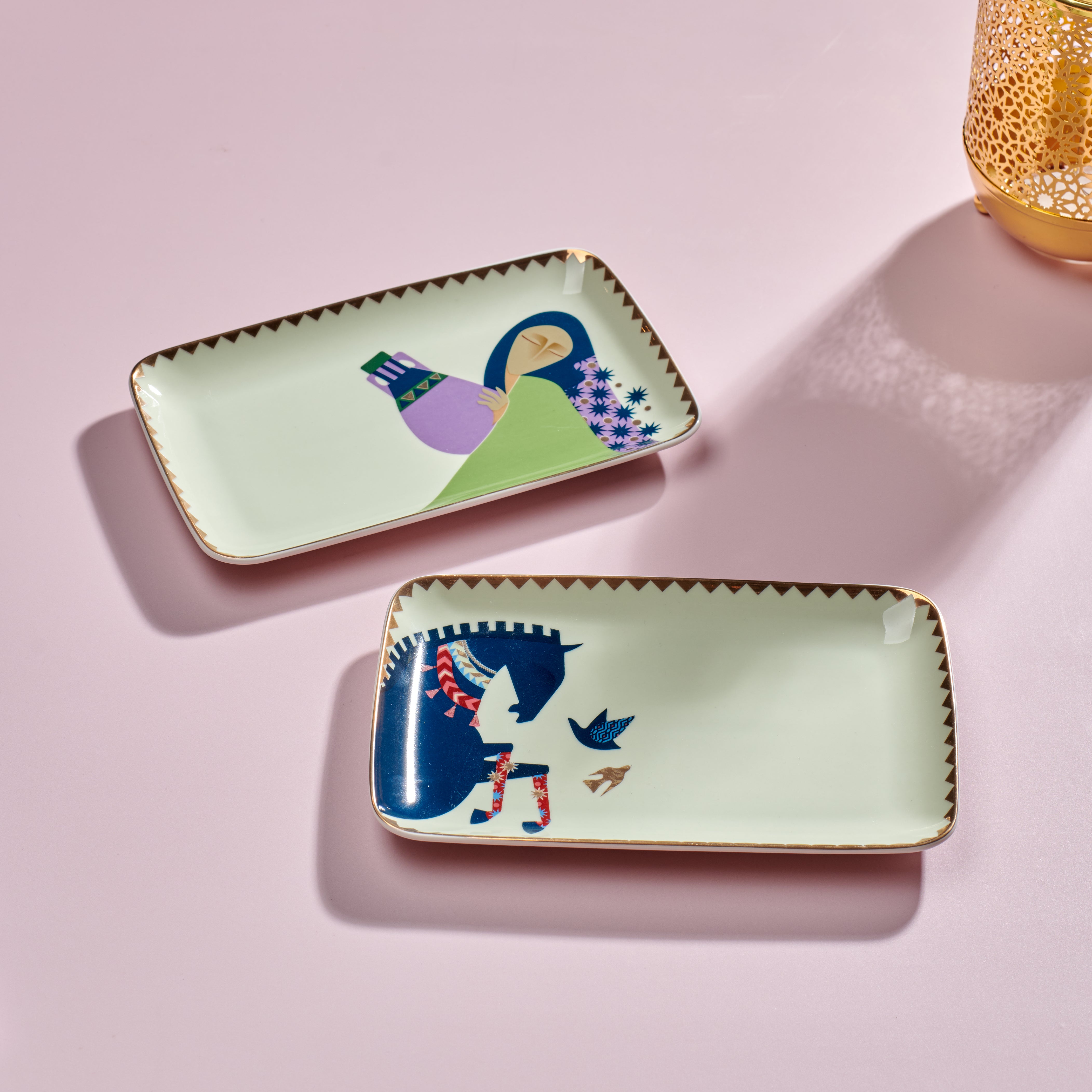 El-Ollah trays set- 2 pieces - Fathy Mahmoud Porcelain 