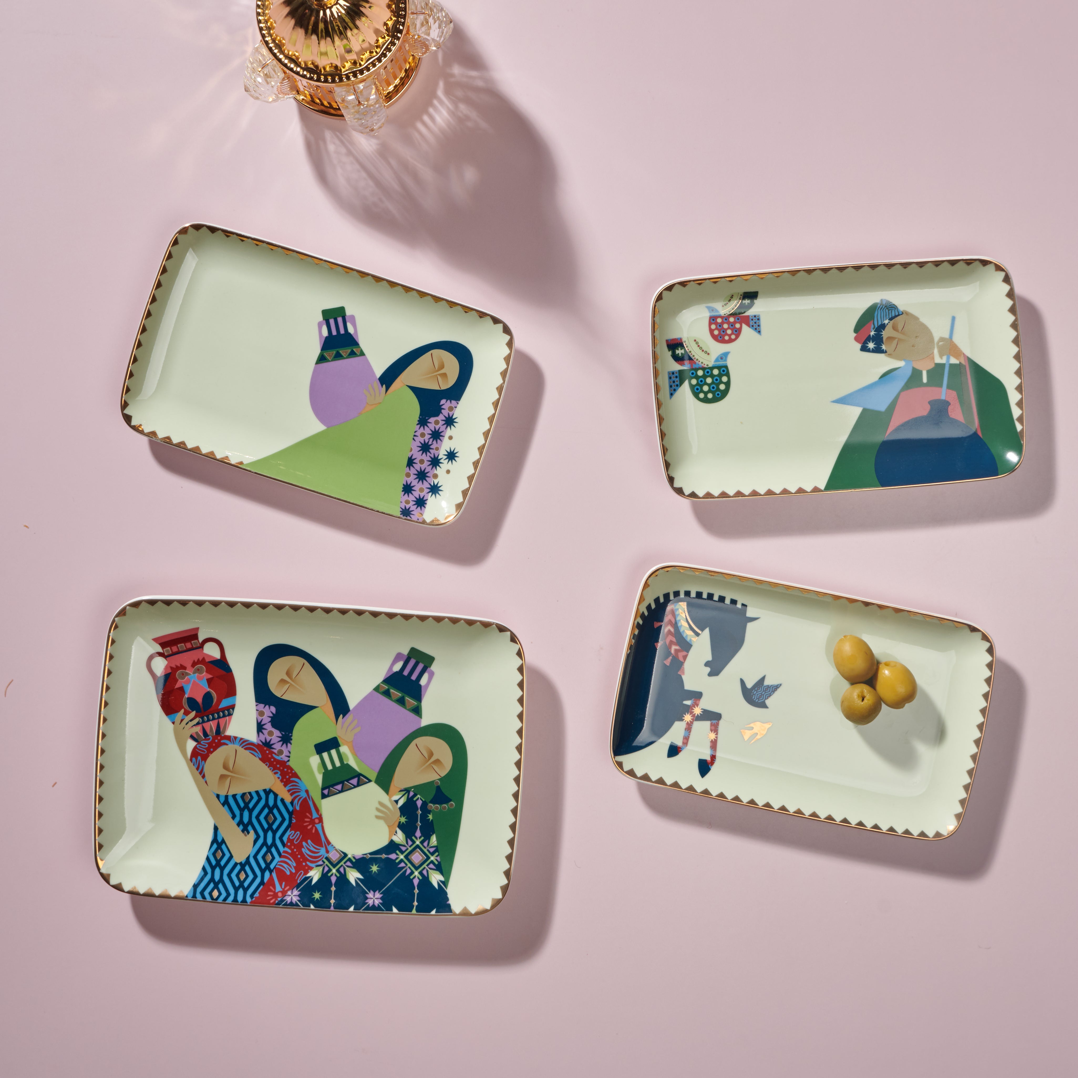 El-Ollah trays set - 4 pieces - Fathy Mahmoud Porcelain 