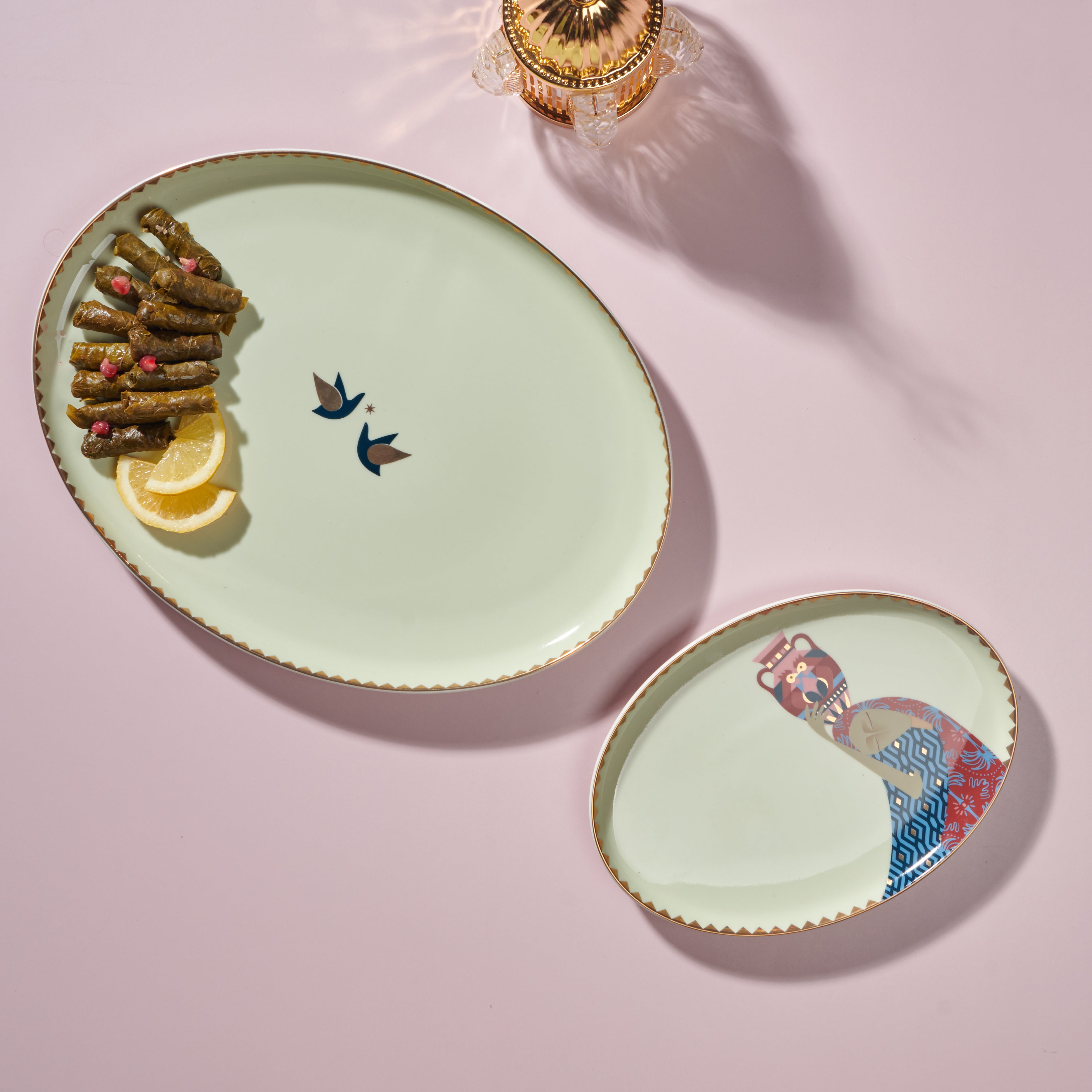 El-Ollah serving platters #1 - 2 pieces - Fathy Mahmoud Porcelain 