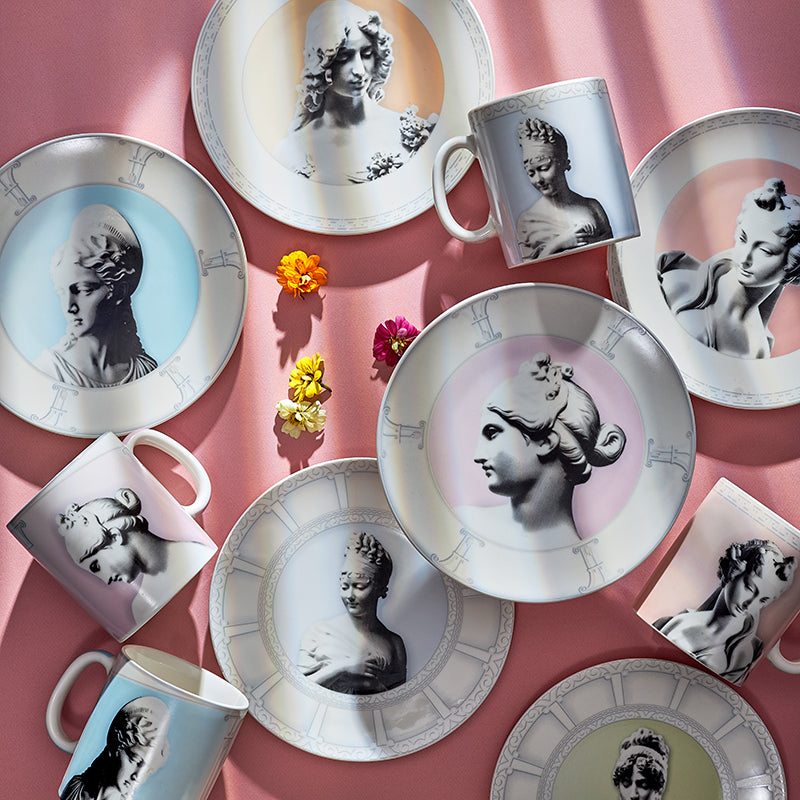 Roman Goddess, PAstel Colors, Fathy Mahmoud Porcelain Tableware, فتحى محمود, Dessert Set, Mug Set 
