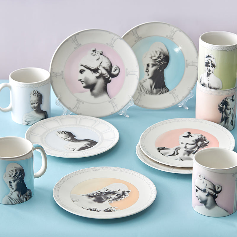 Roman Goddess, Pastel Colors, Fathy Mahmoud Porcelain Tableware, فتحى محمود, Dessert Set, Mug Set 
