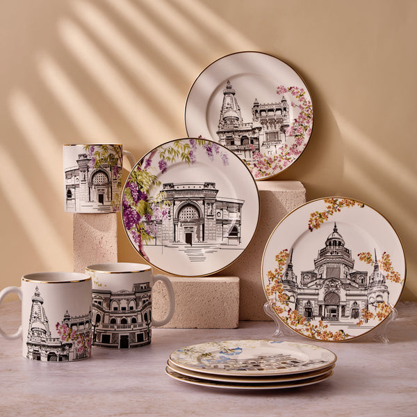 Egyptian buildings dessert set - 12 pieces