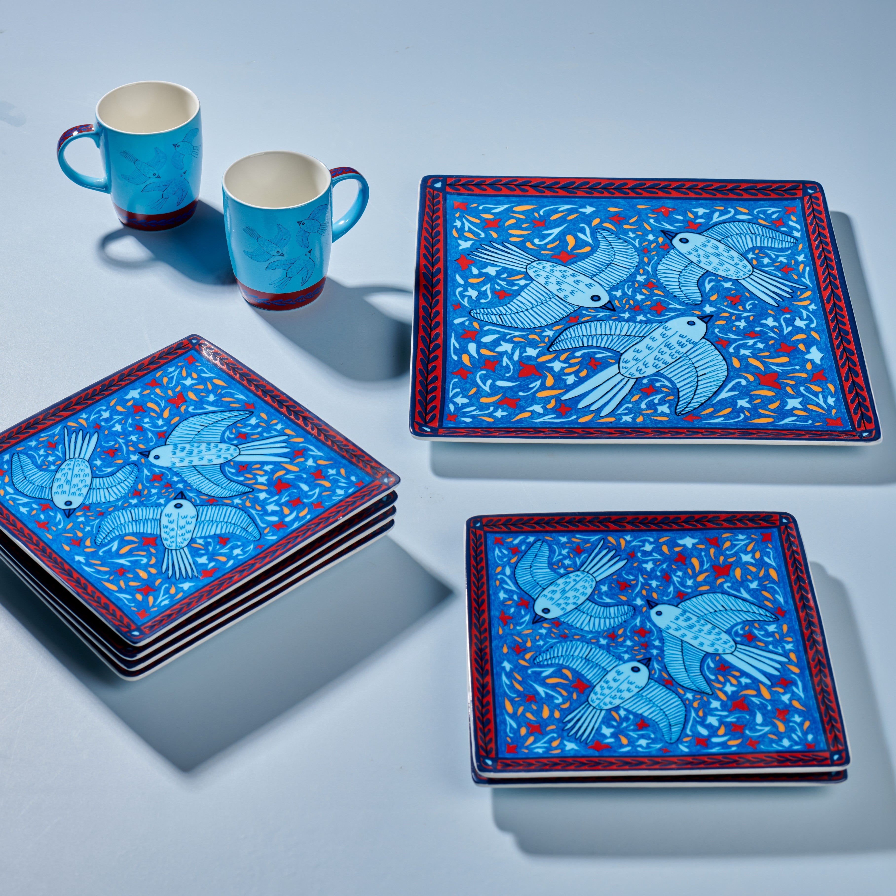 Flying pigeons mugs - 2 pieces - Fathy Mahmoud Porcelain 