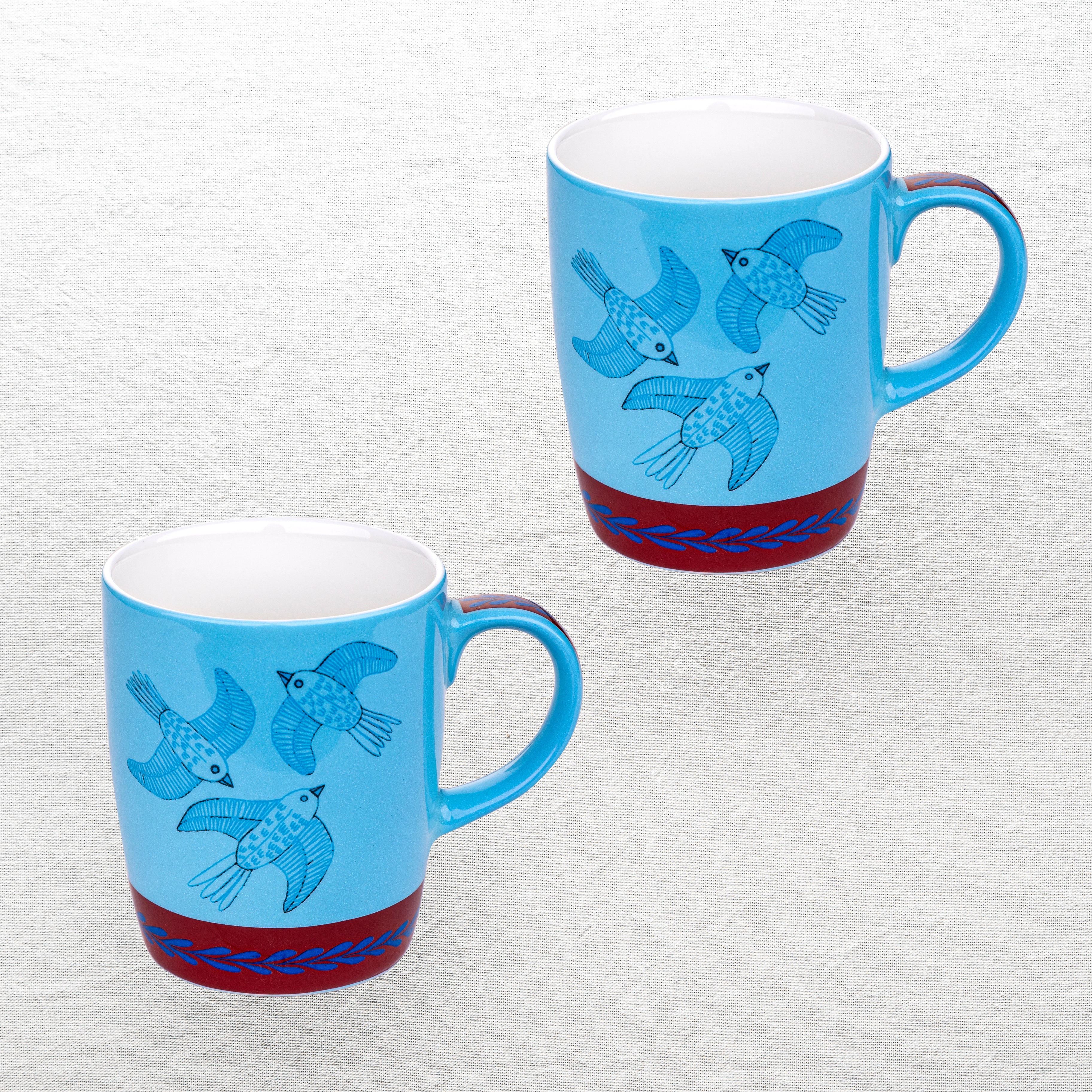 Flying pigeons mugs - 2 pieces - Fathy Mahmoud Porcelain 