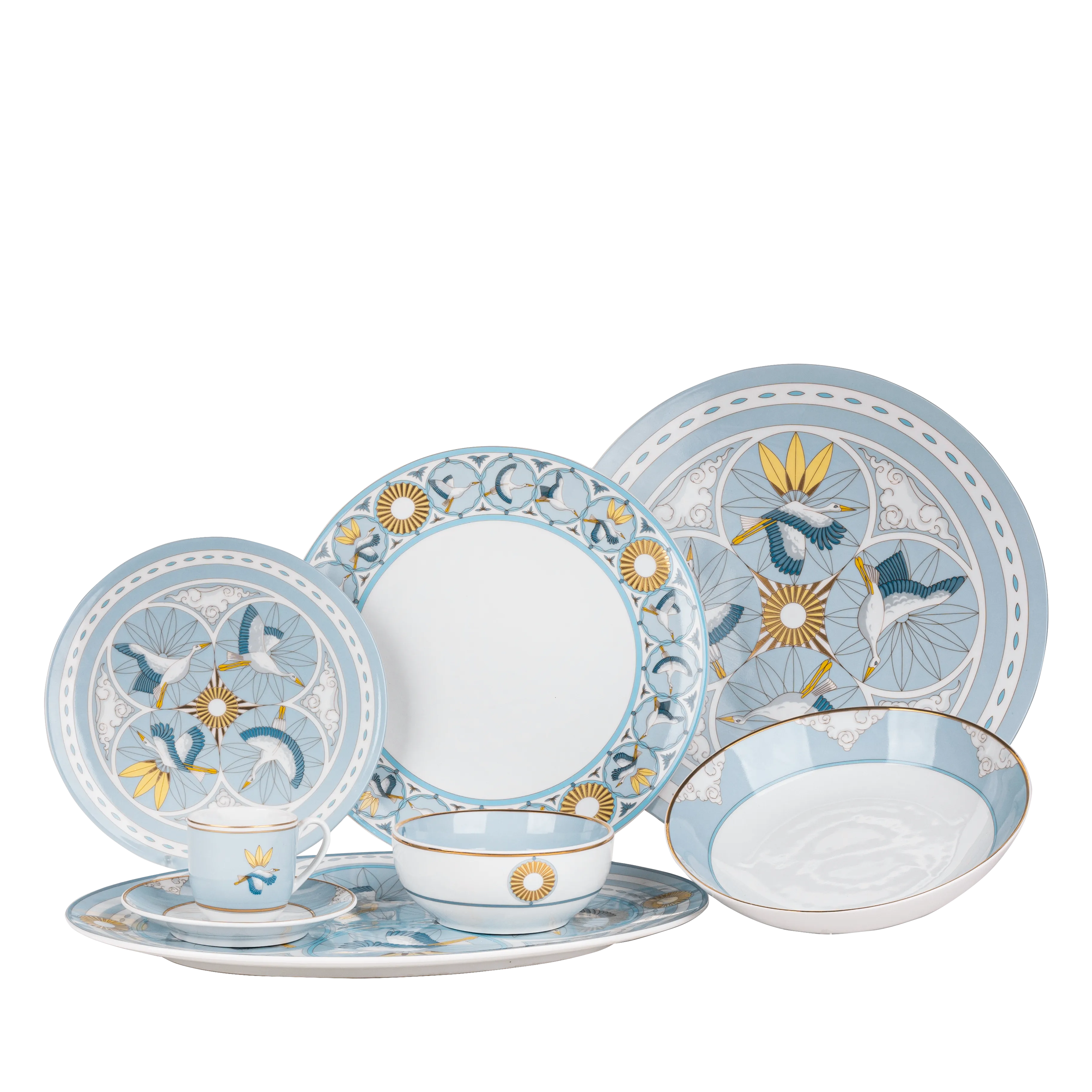 Flying stork - 45 pieces - Fathy Mahmoud Porcelain 