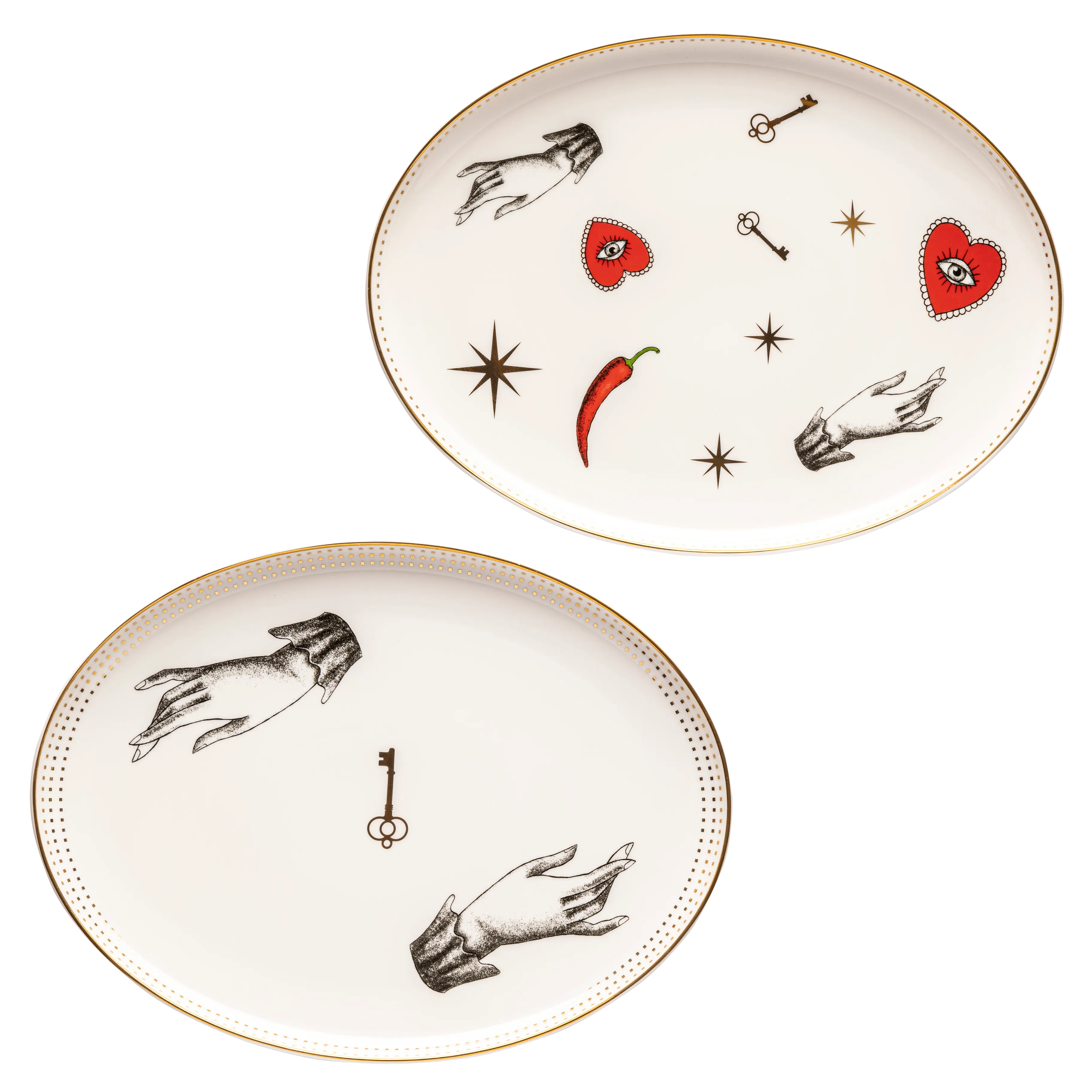 Fortune Teller Hands Serving Platter Set - Fathy Mahmoud Porcelain 