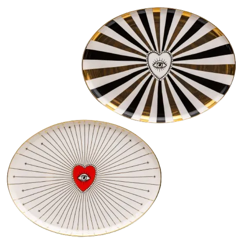 Fortune Teller Stripes Serving Platter Set - Fathy Mahmoud Porcelain 