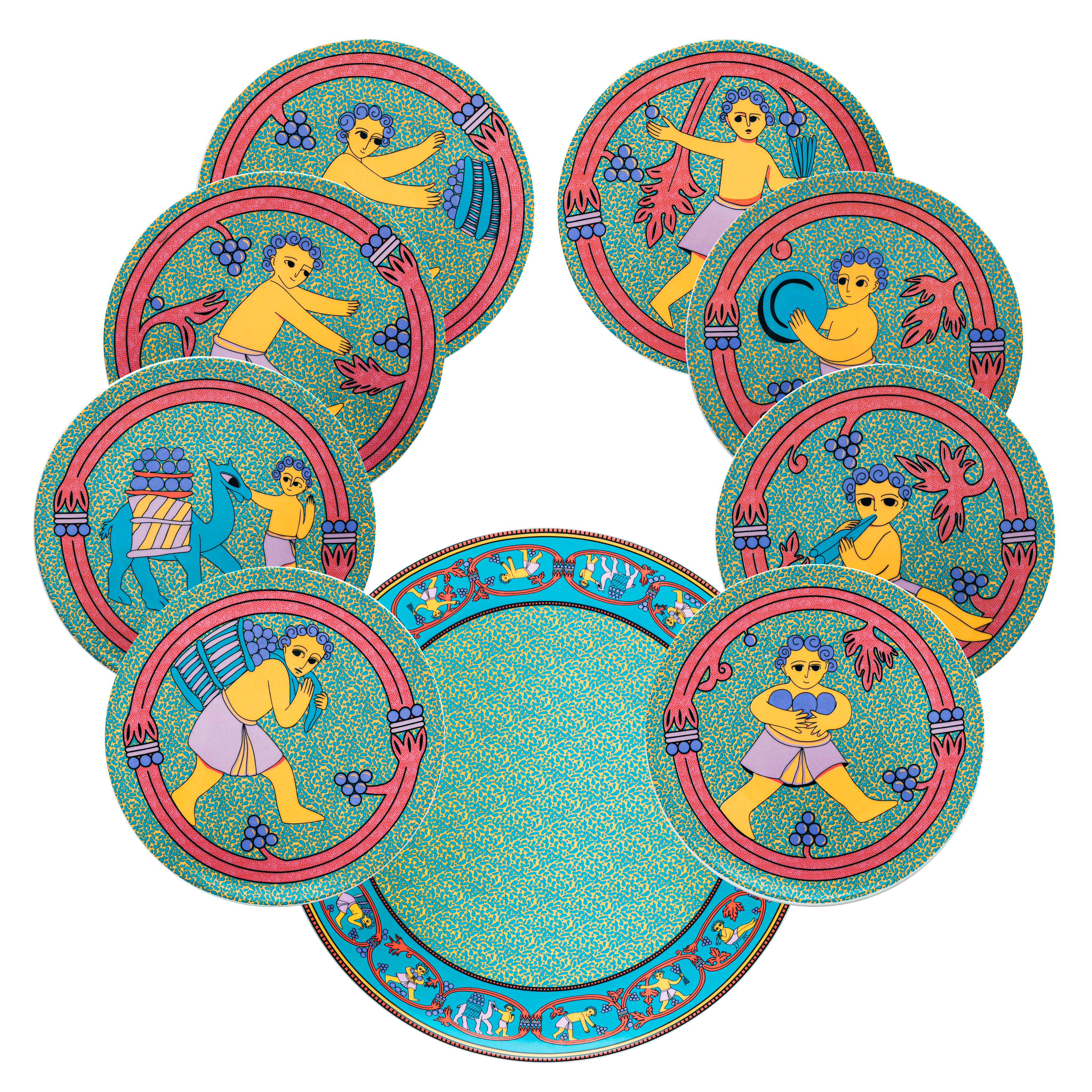 Harvest Of The Grapes Dessert SET - 9 Pcs - Fathy Mahmoud Porcelain 