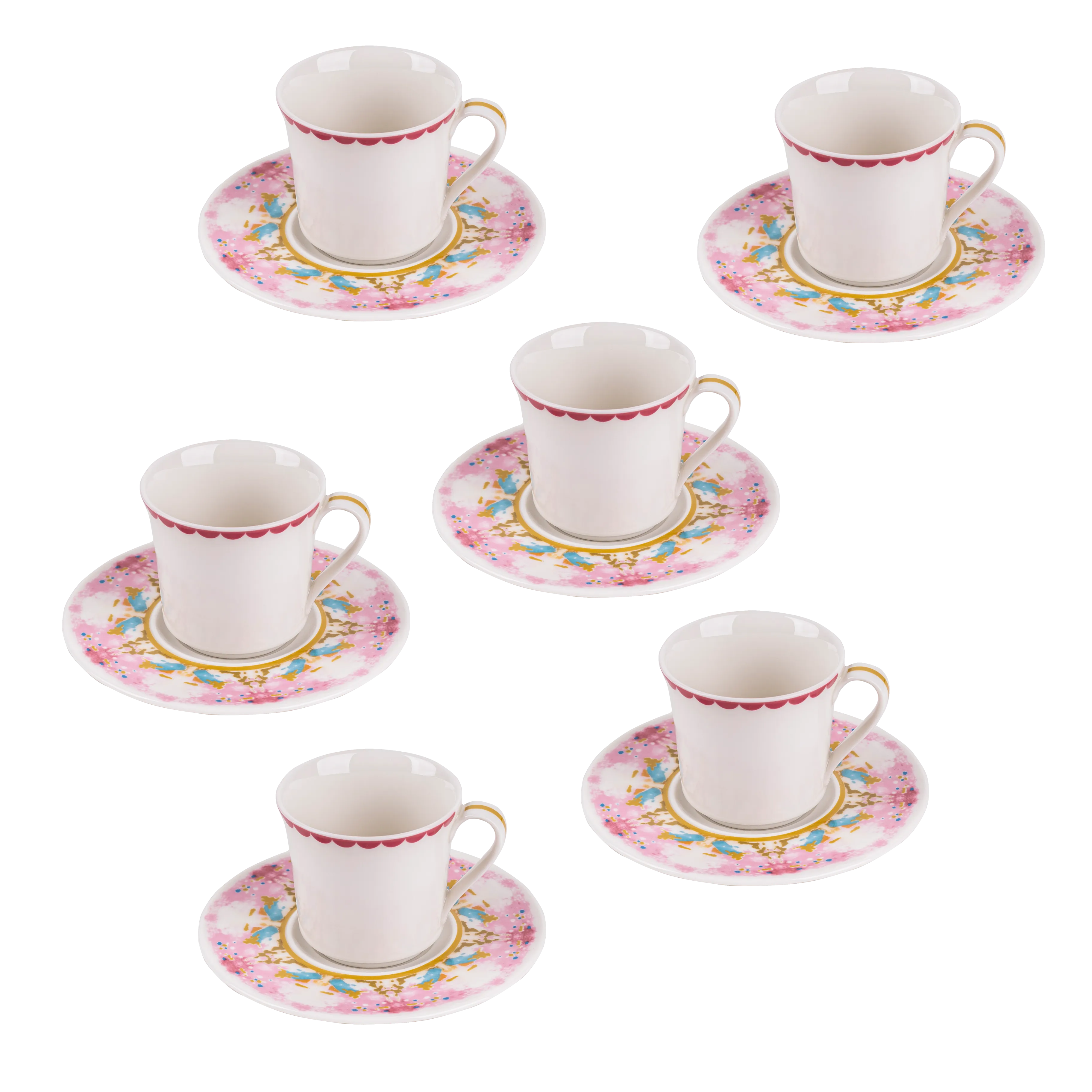 Kaleidoscape coffee set - 12 pieces - Fathy Mahmoud Porcelain 