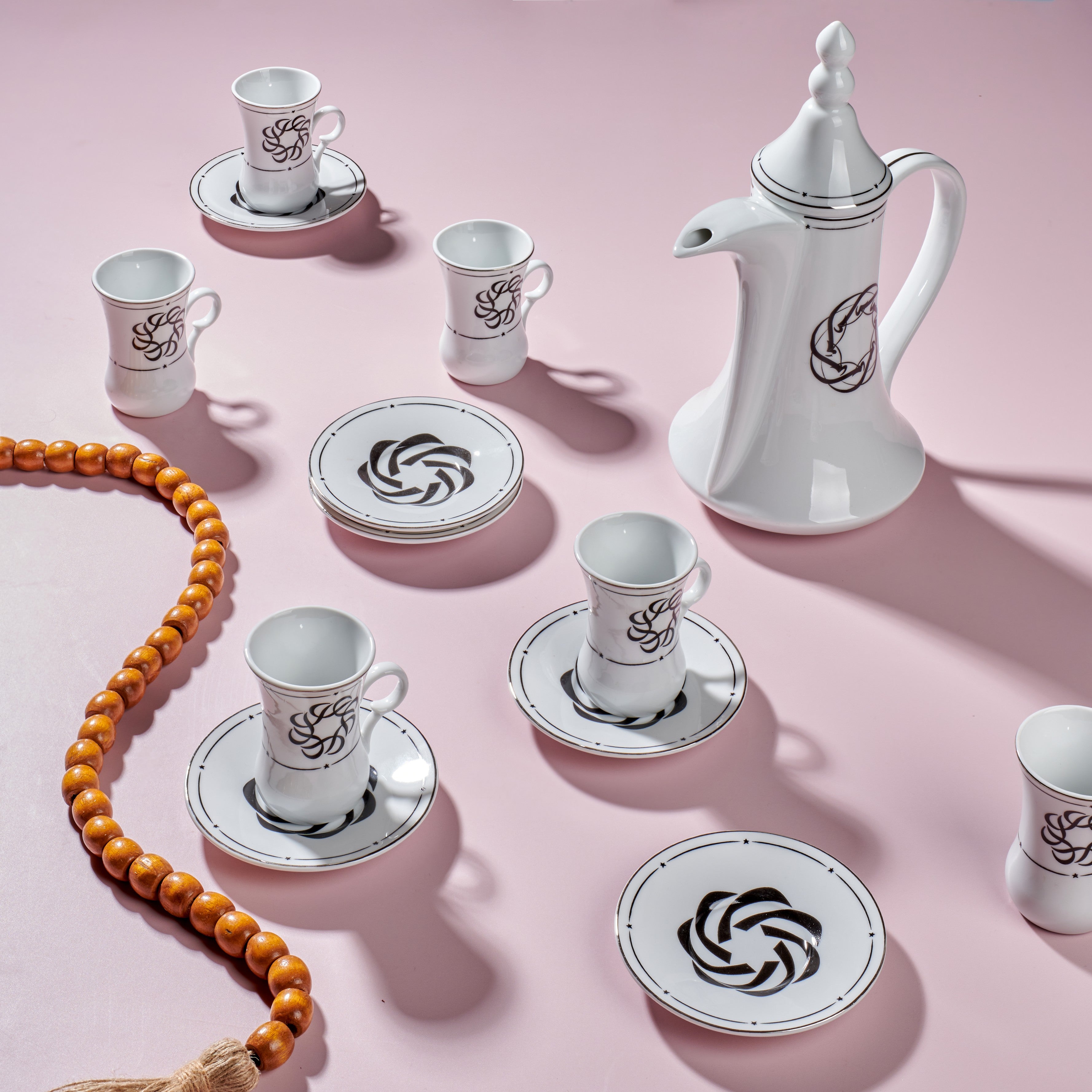 Letters coffee set - 14 pieces - Fathy Mahmoud Porcelain 