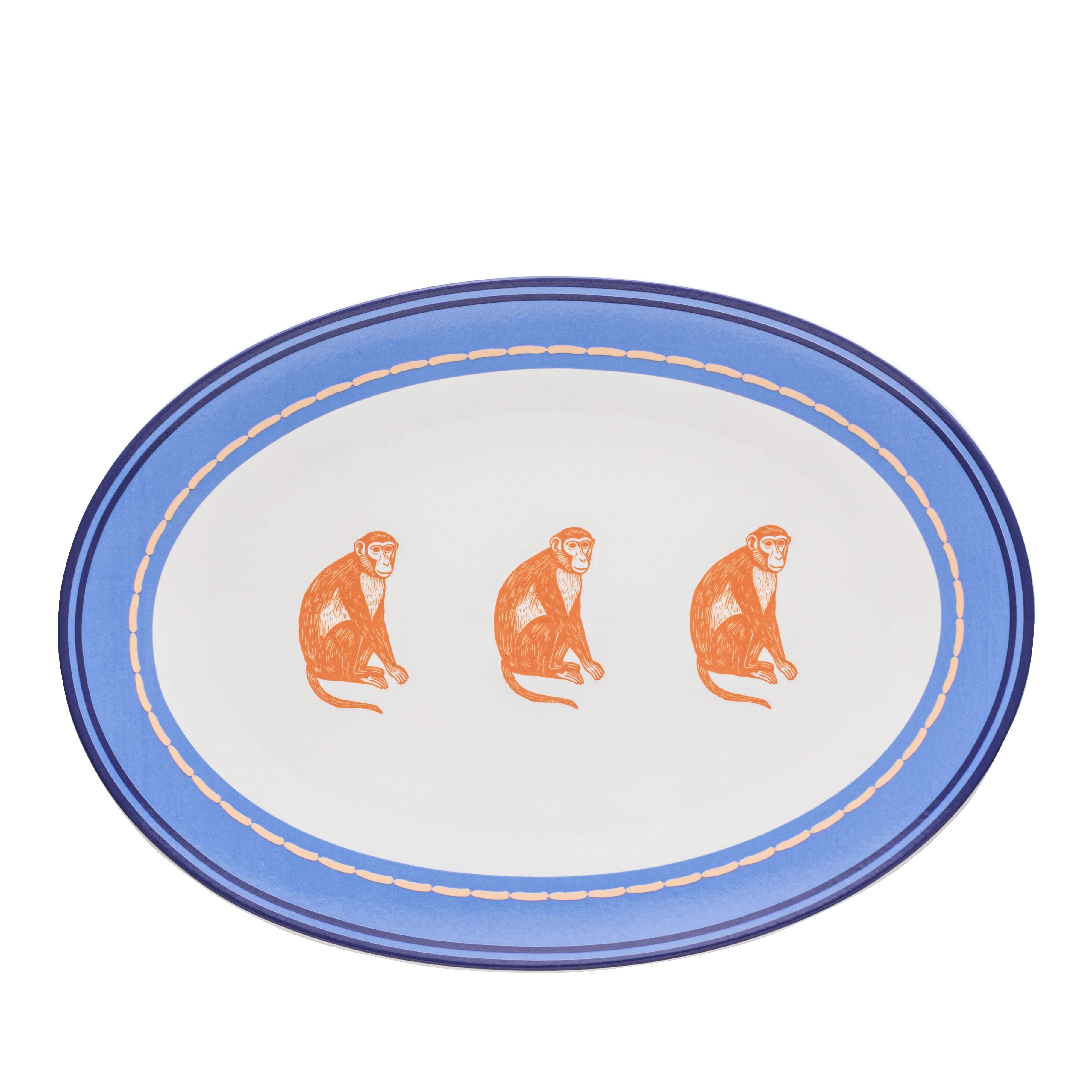Monkey Business Blue Serving Platter Set - Fathy Mahmoud Porcelain 