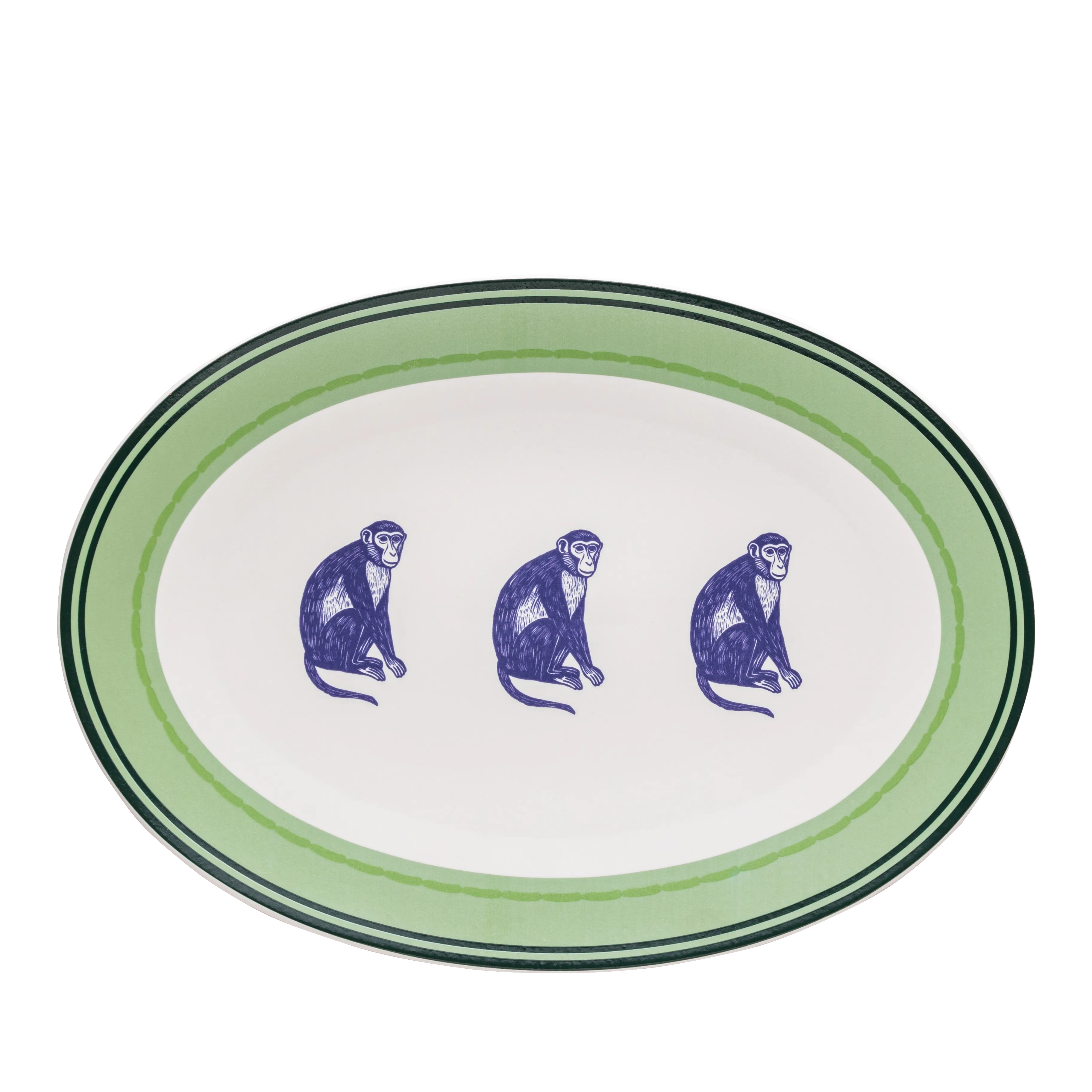 Monkey Business Blue Serving Platter Set - Fathy Mahmoud Porcelain 
