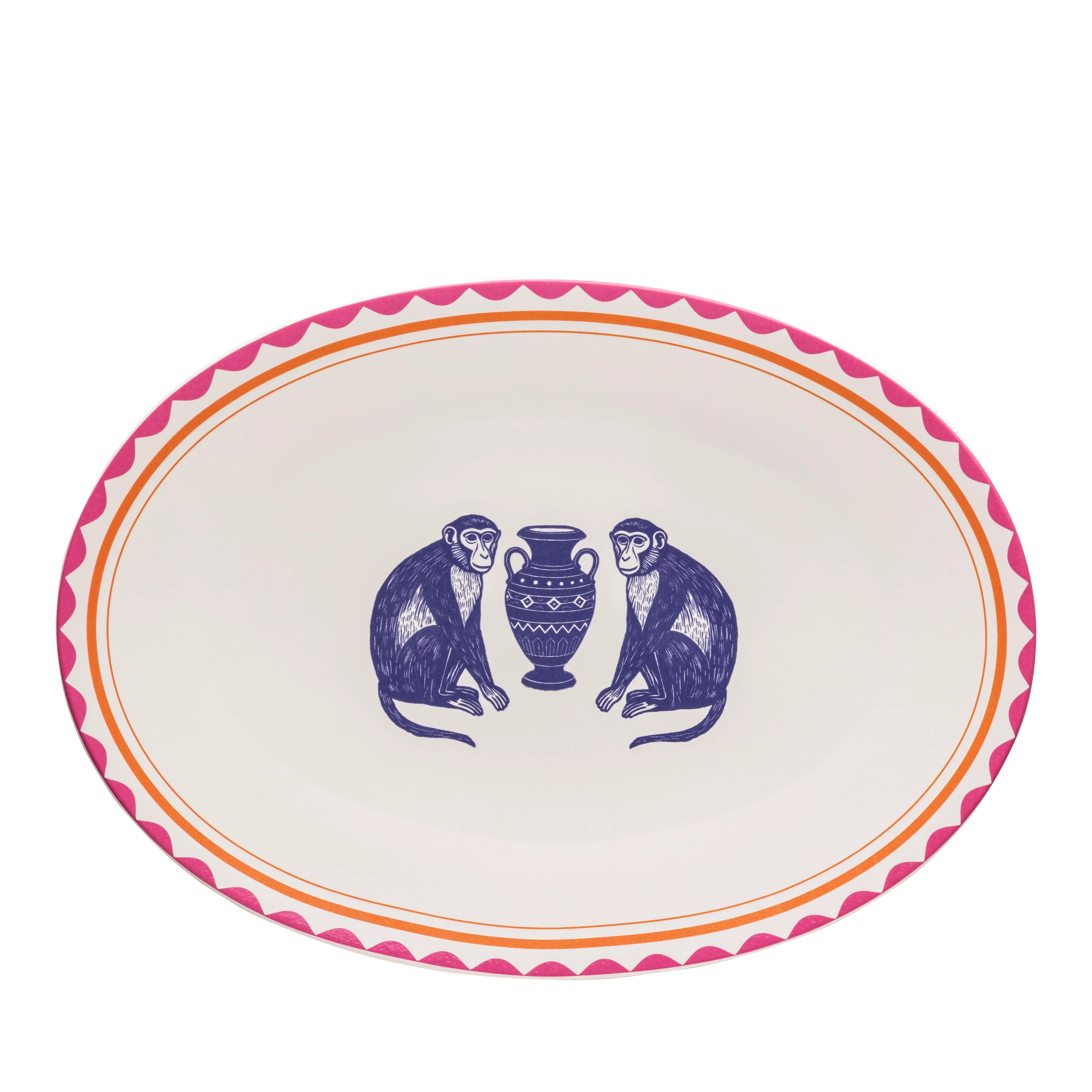 Monkey Business Pink Serving Platter Set - Fathy Mahmoud Porcelain 