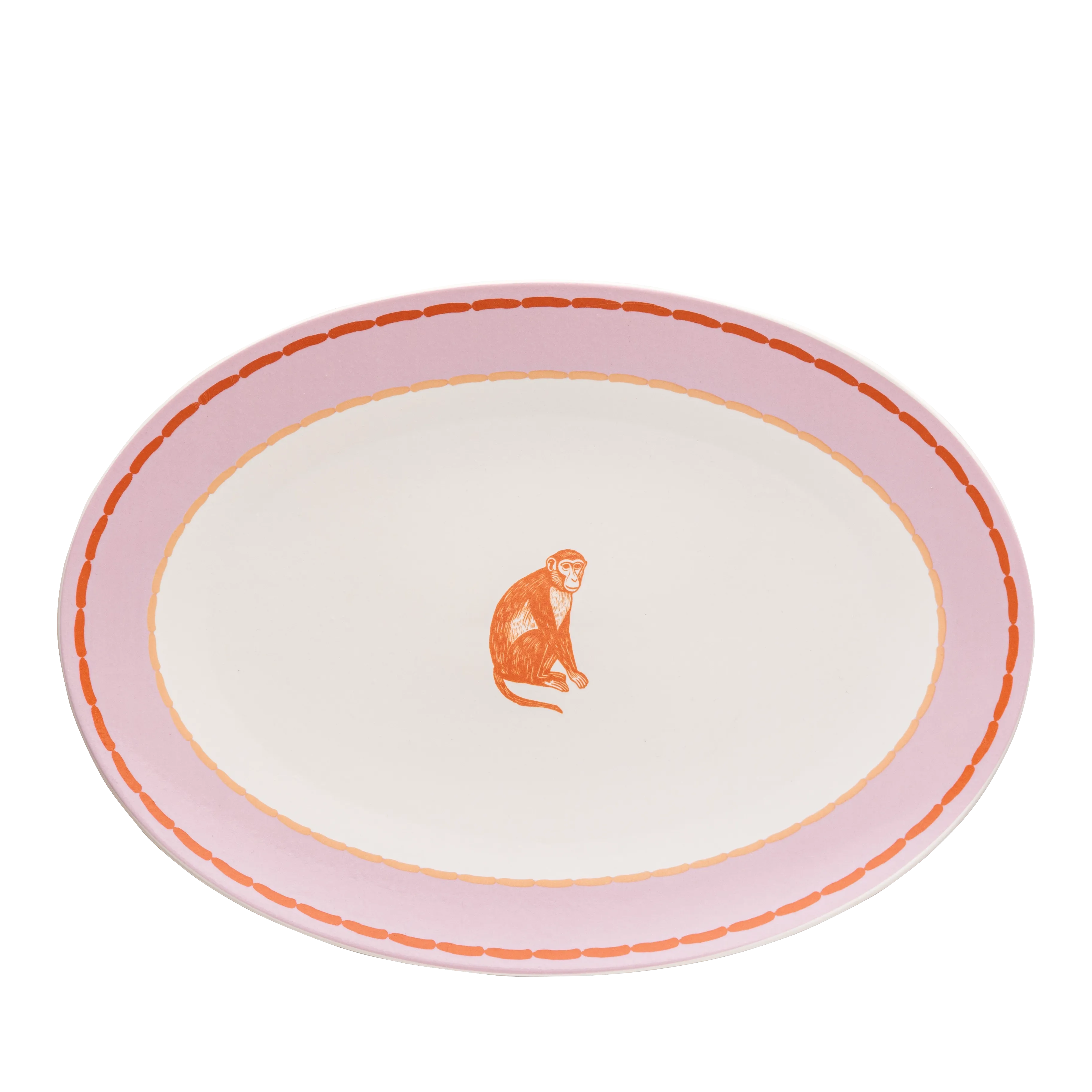 Monkey Business Pink Serving Platter Set - Fathy Mahmoud Porcelain 