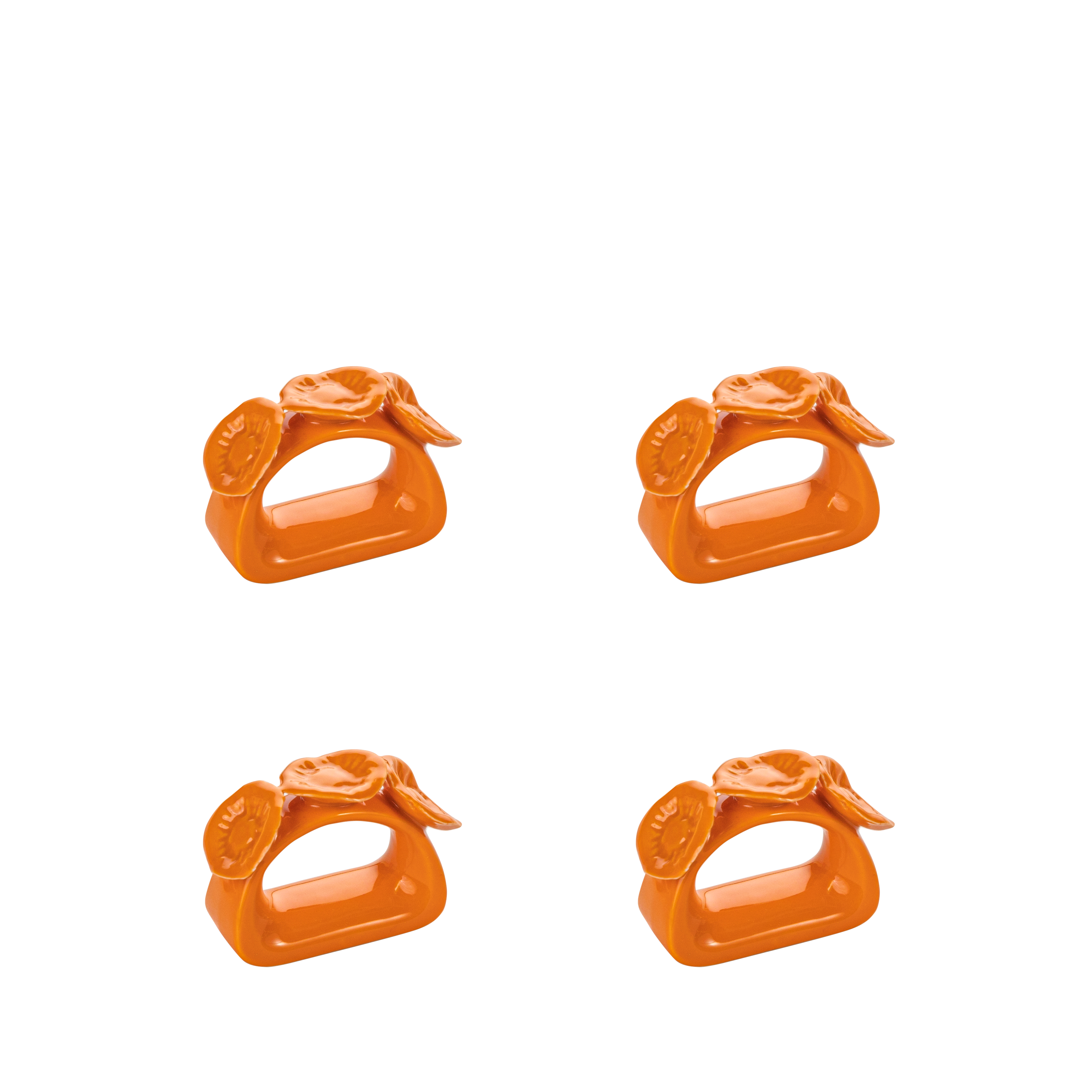 Orange Mini Flower - 4Pc - Fathy Mahmoud Porcelain 
