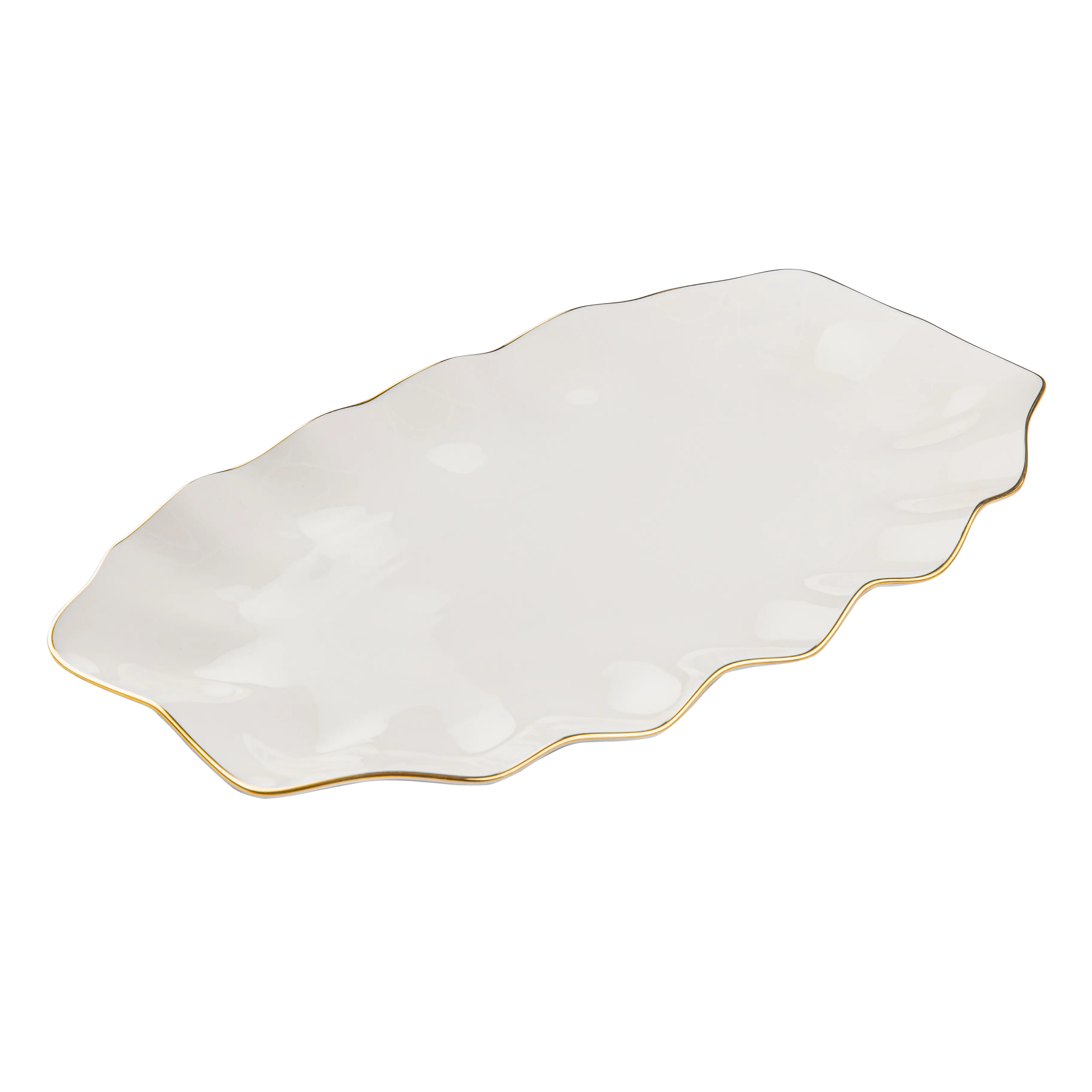 Pearla Tray White - Large - Fathy Mahmoud Porcelain 