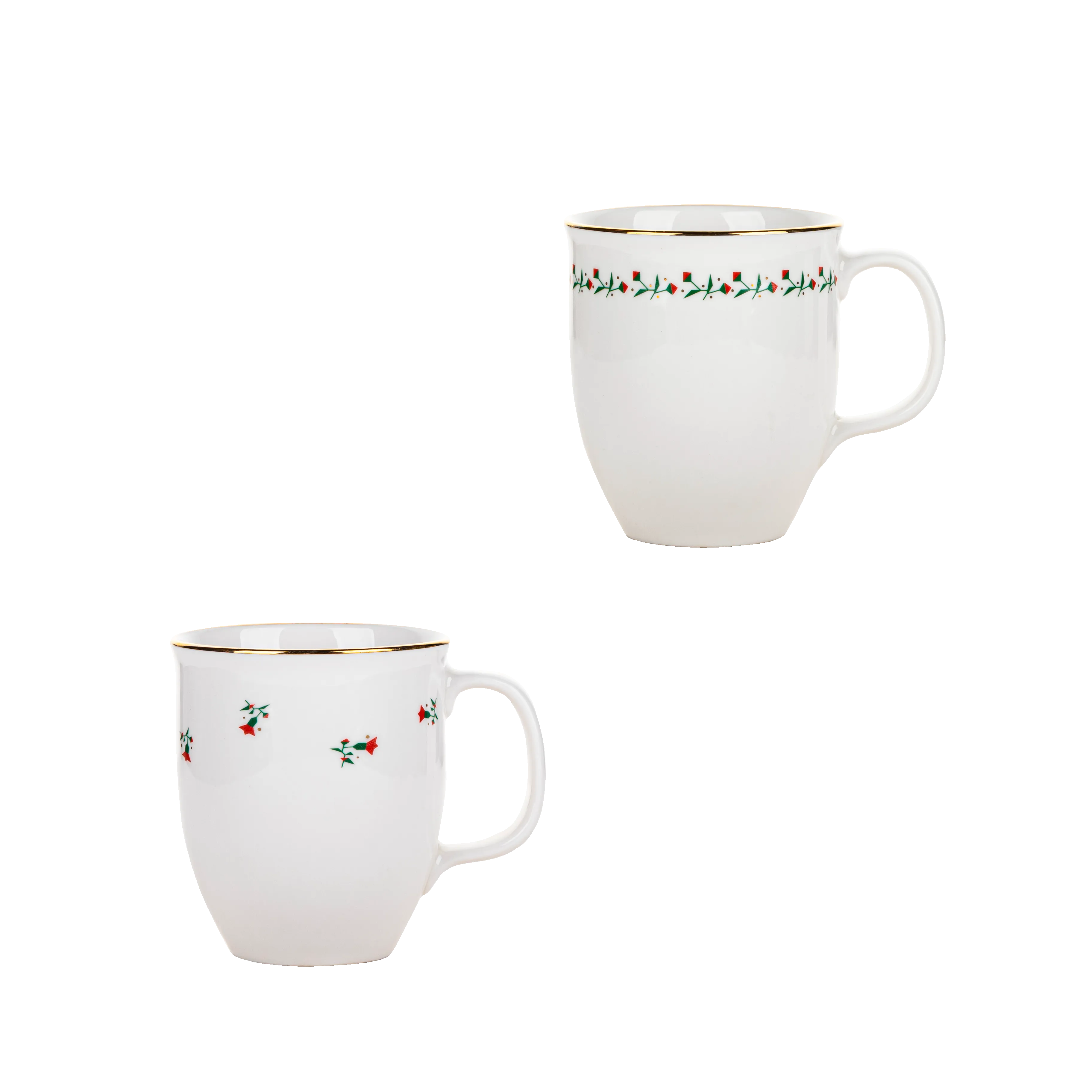 Poinsettia lights mugs - 2 pieces