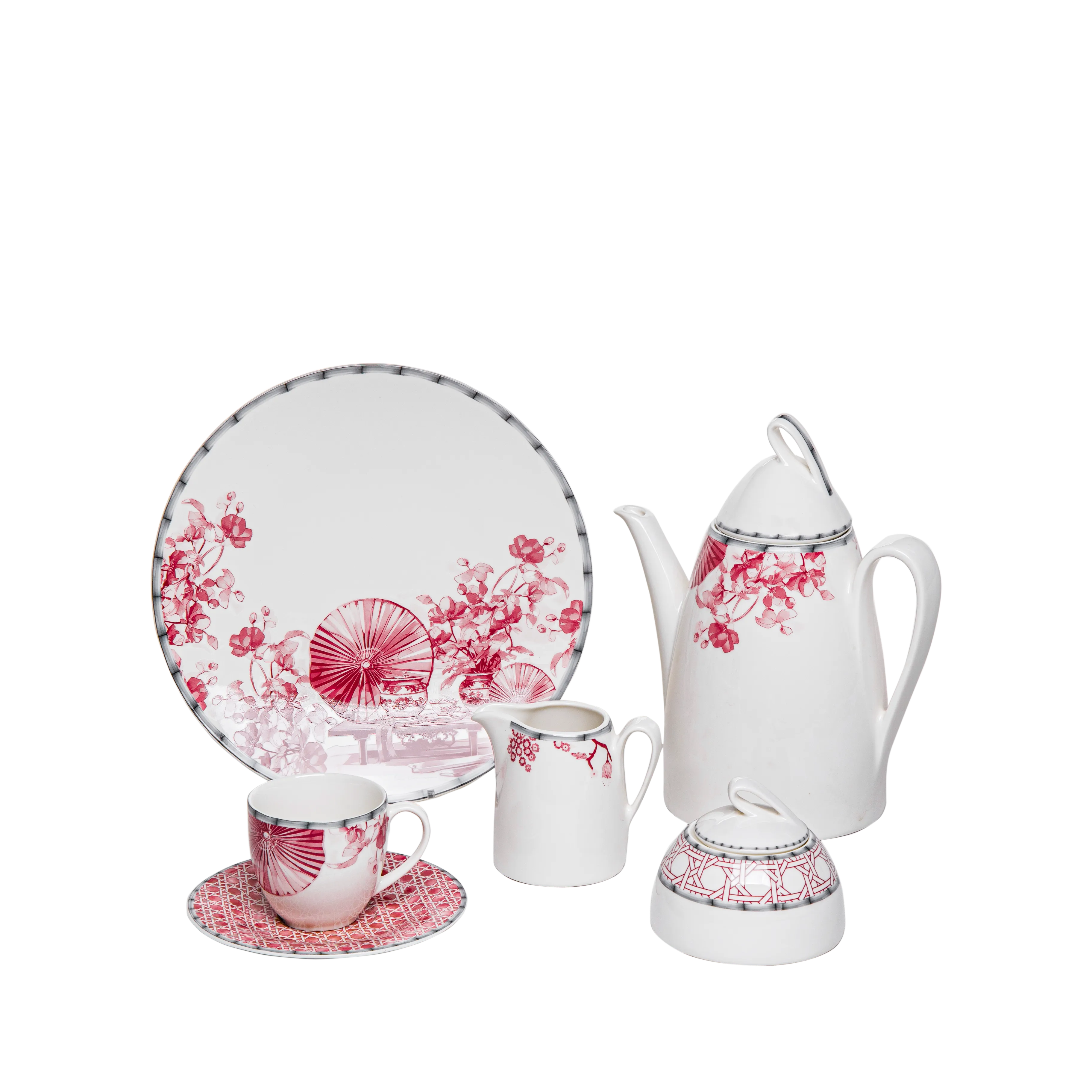 Red Bamboo - 24 Pc - Fathy Mahmoud Porcelain 