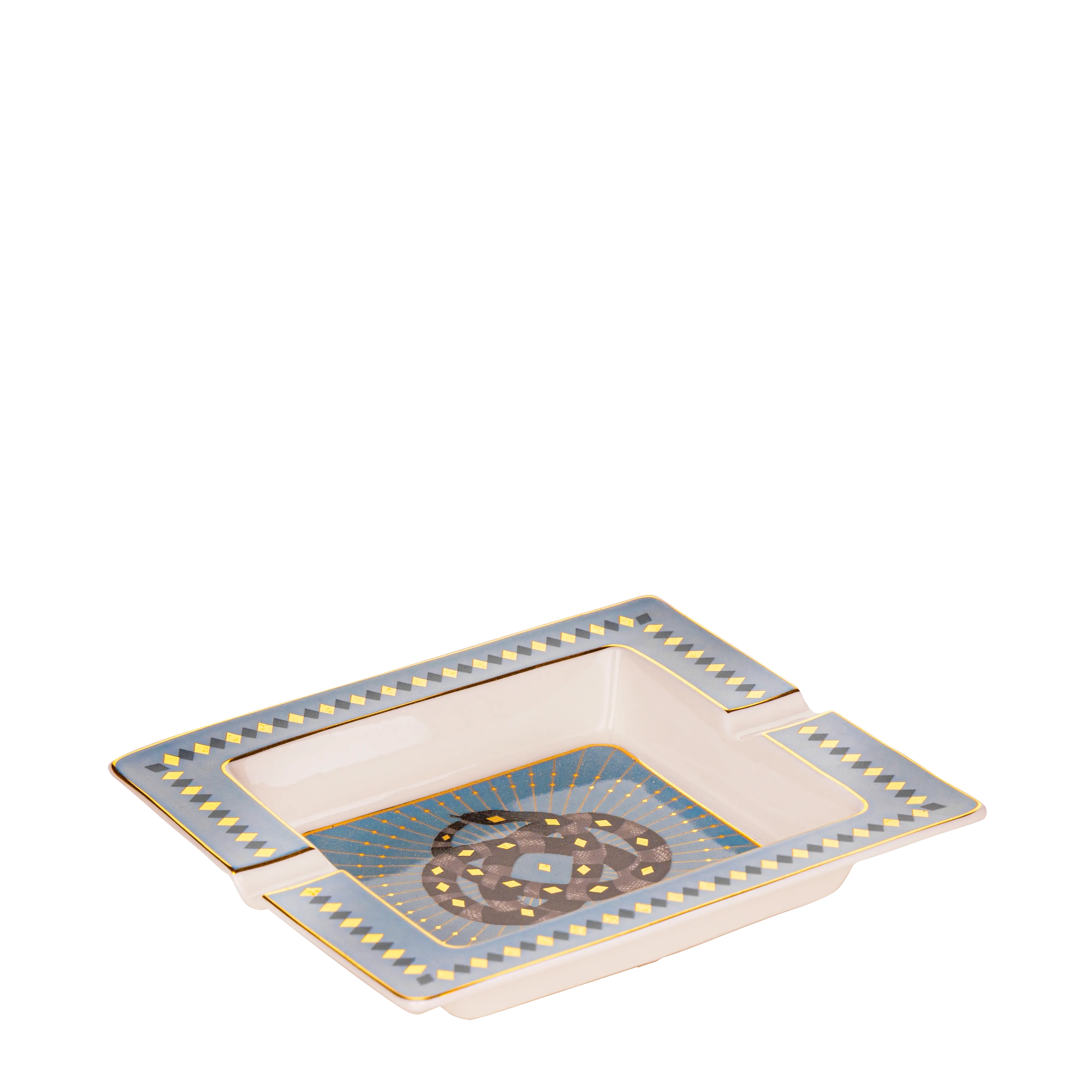 Serpentine Blue Ashtray - Fathy Mahmoud Porcelain 