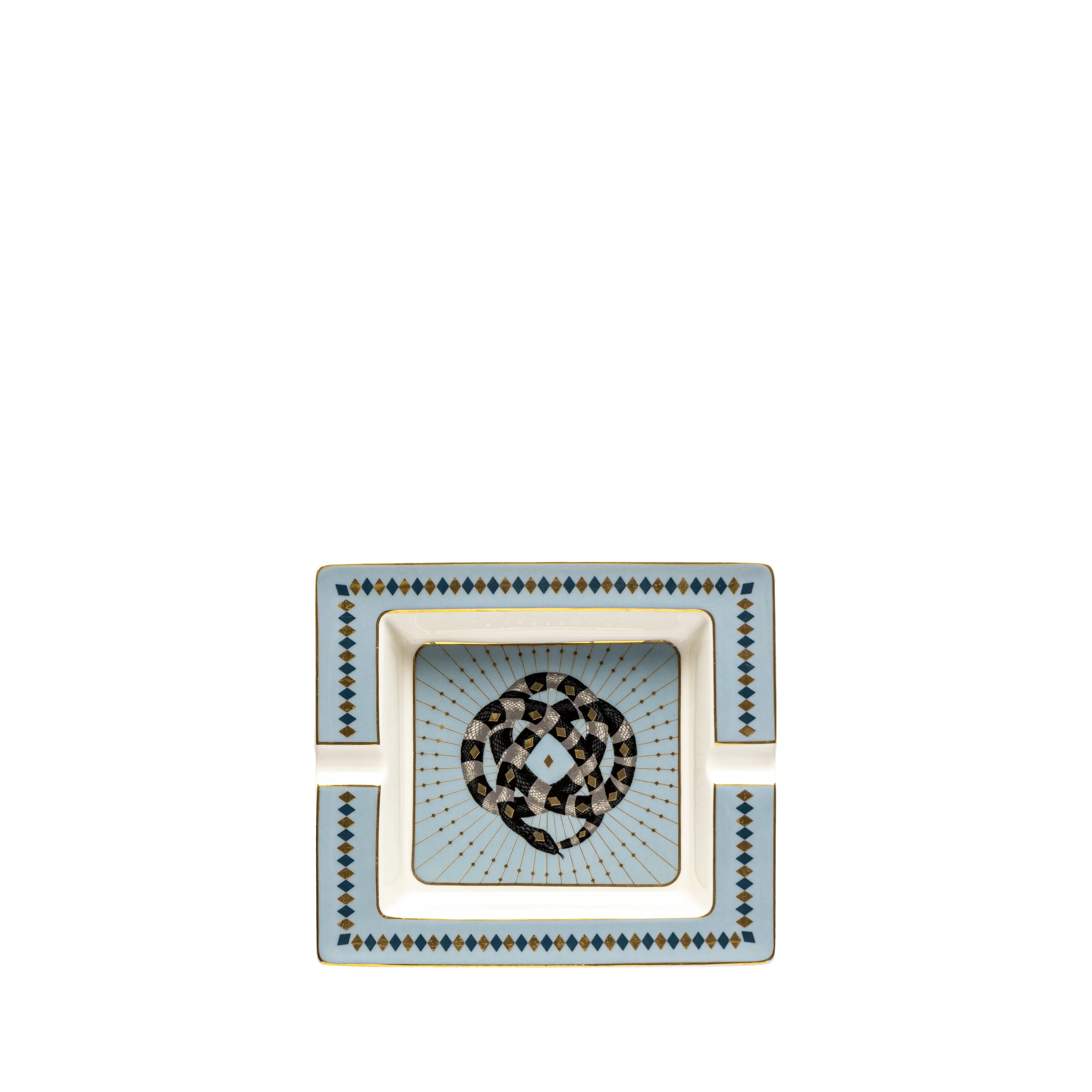 Serpentine Blue Ashtray - Fathy Mahmoud Porcelain 