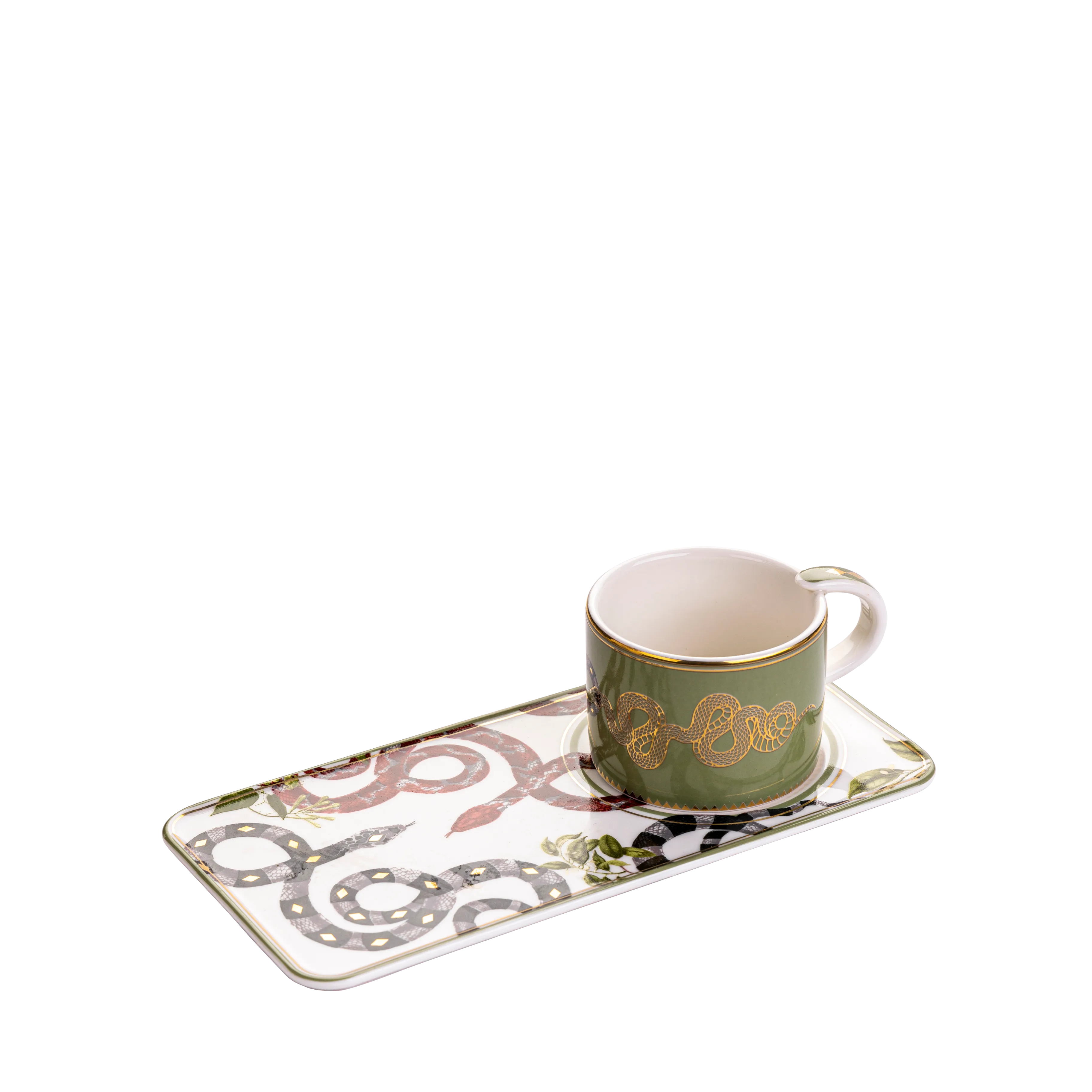 Serpentine tea set gold - 2 pieces - Fathy Mahmoud Porcelain 