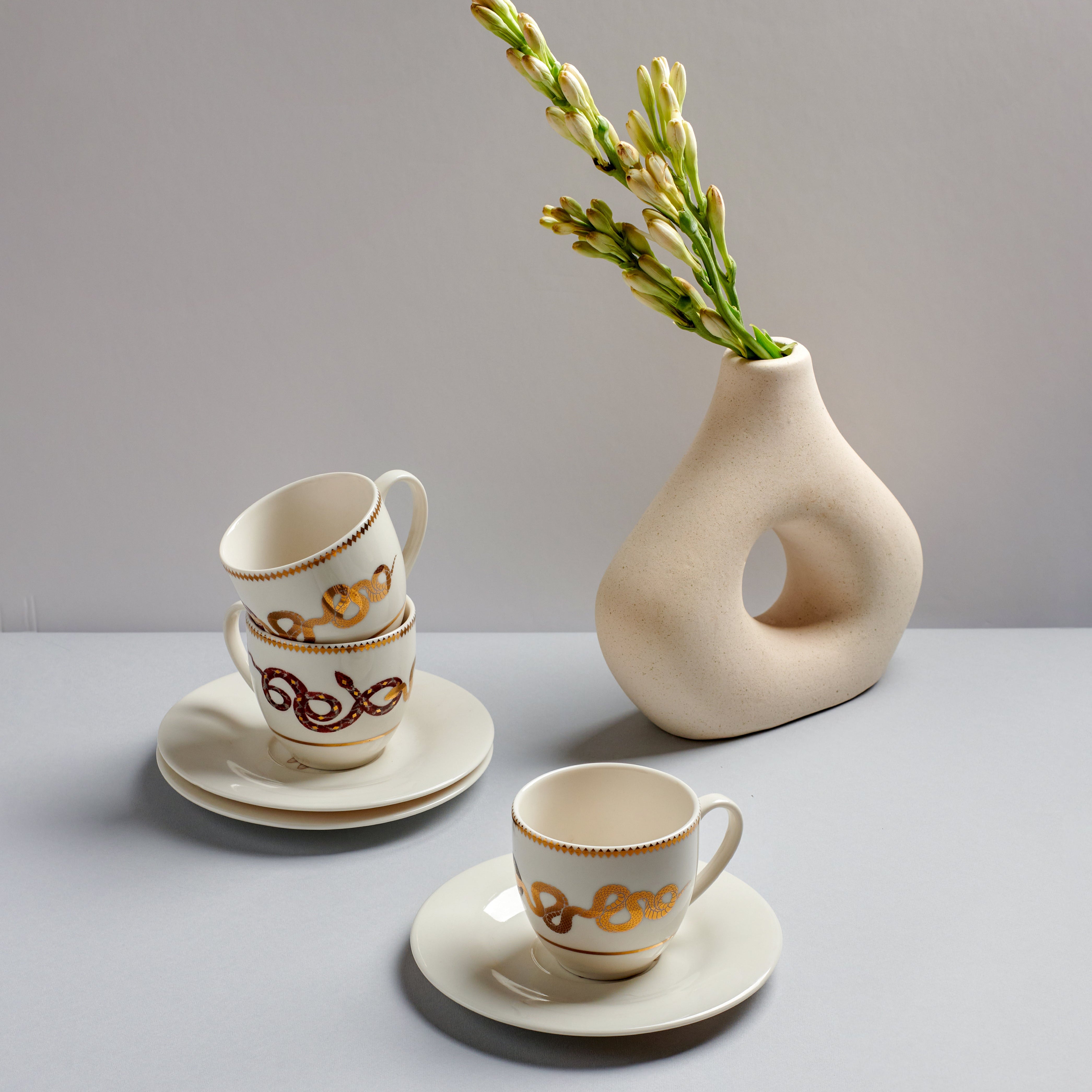 Serpentine coffee set - 4 pieces - Fathy Mahmoud Porcelain 