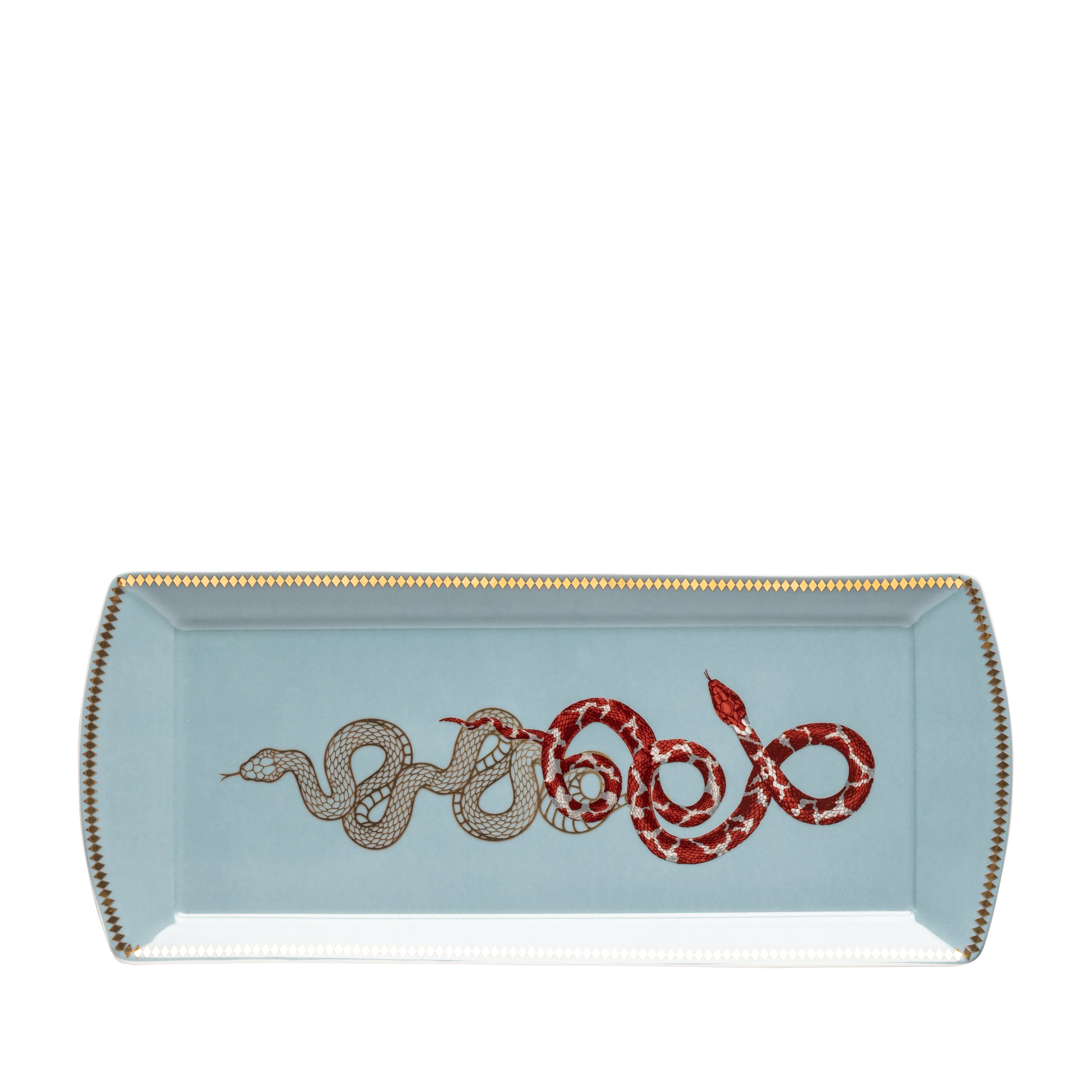 Serpentine Pink & Blue Tray Set - Fathy Mahmoud Porcelain 