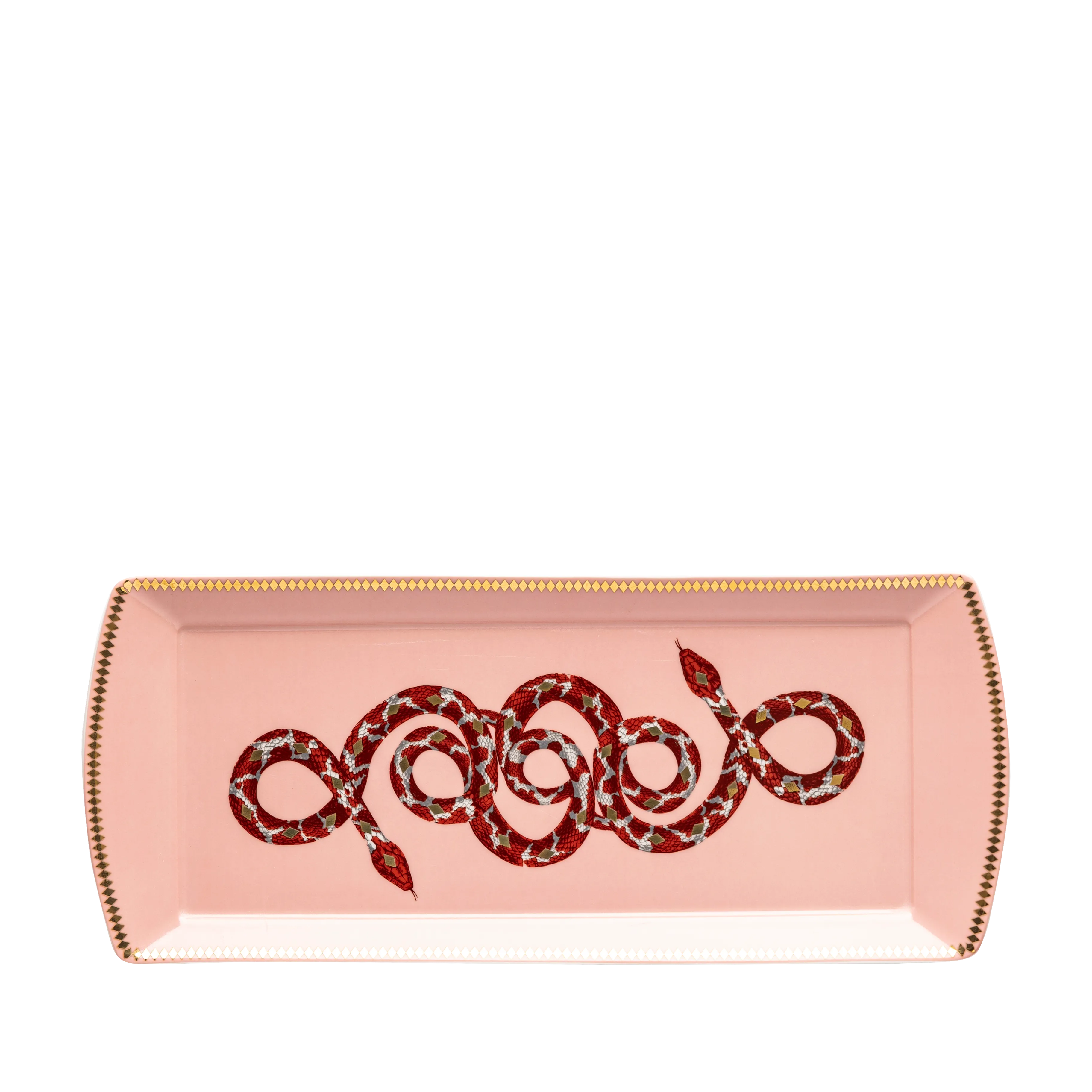 Serpentine Pink & Blue Tray Set - Fathy Mahmoud Porcelain 