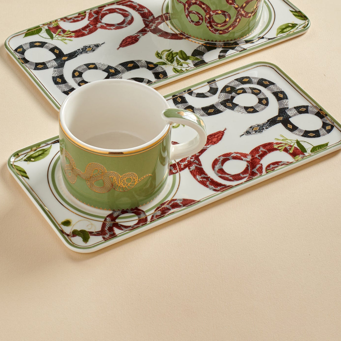 Serpentine tea set gold - 2 pieces - Fathy Mahmoud Porcelain 