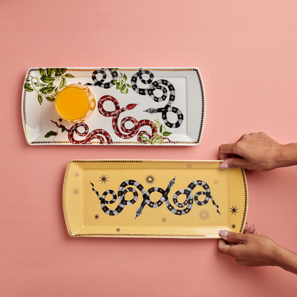 Serpentine trays yellow & beige - 2 pieces