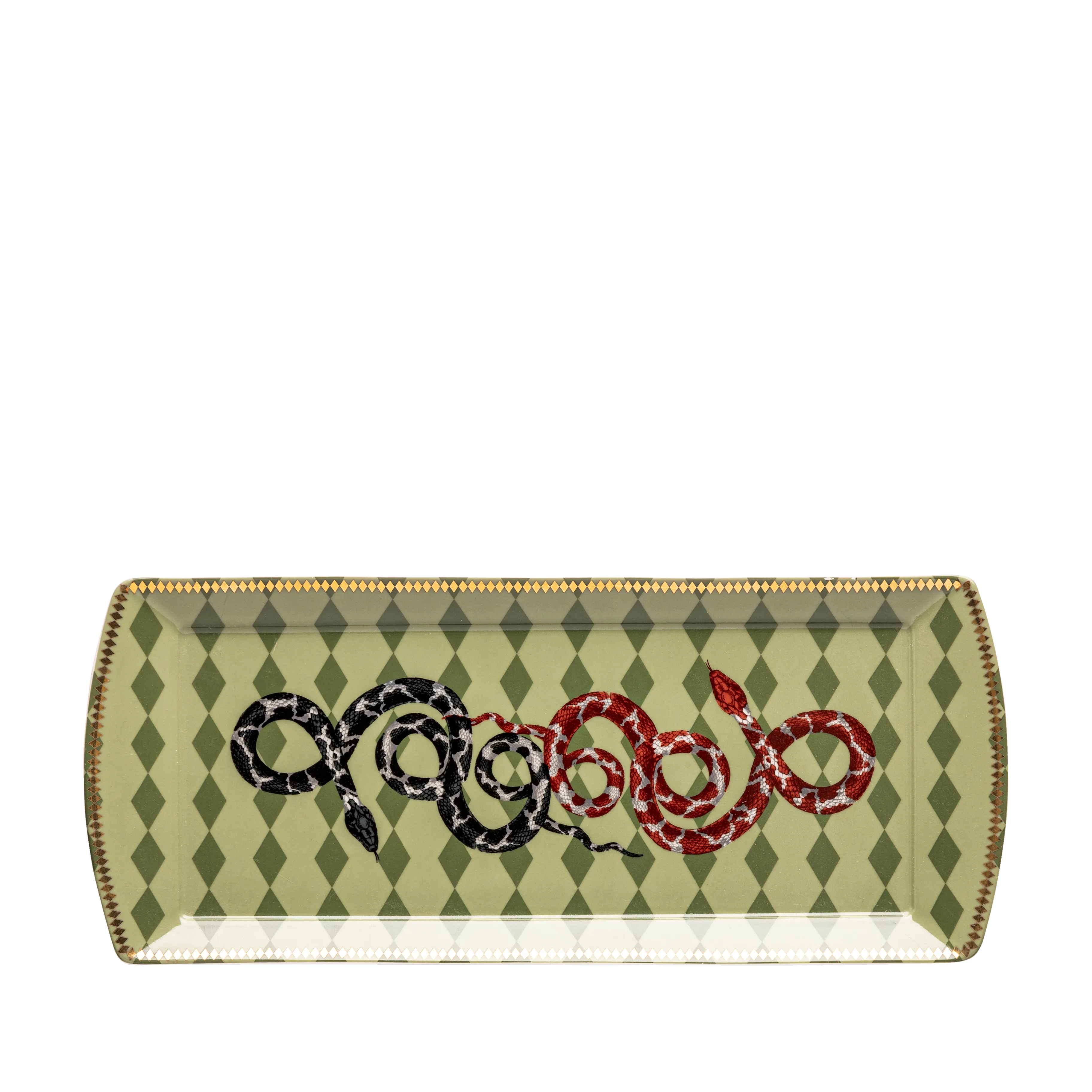 Serpentine Green & Yellow Tray Set - Fathy Mahmoud Porcelain 