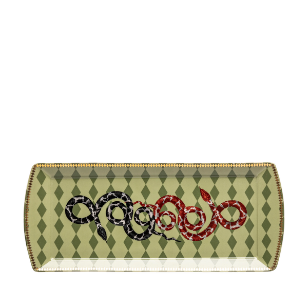 Serpentine trays green & beige - 2 pieces