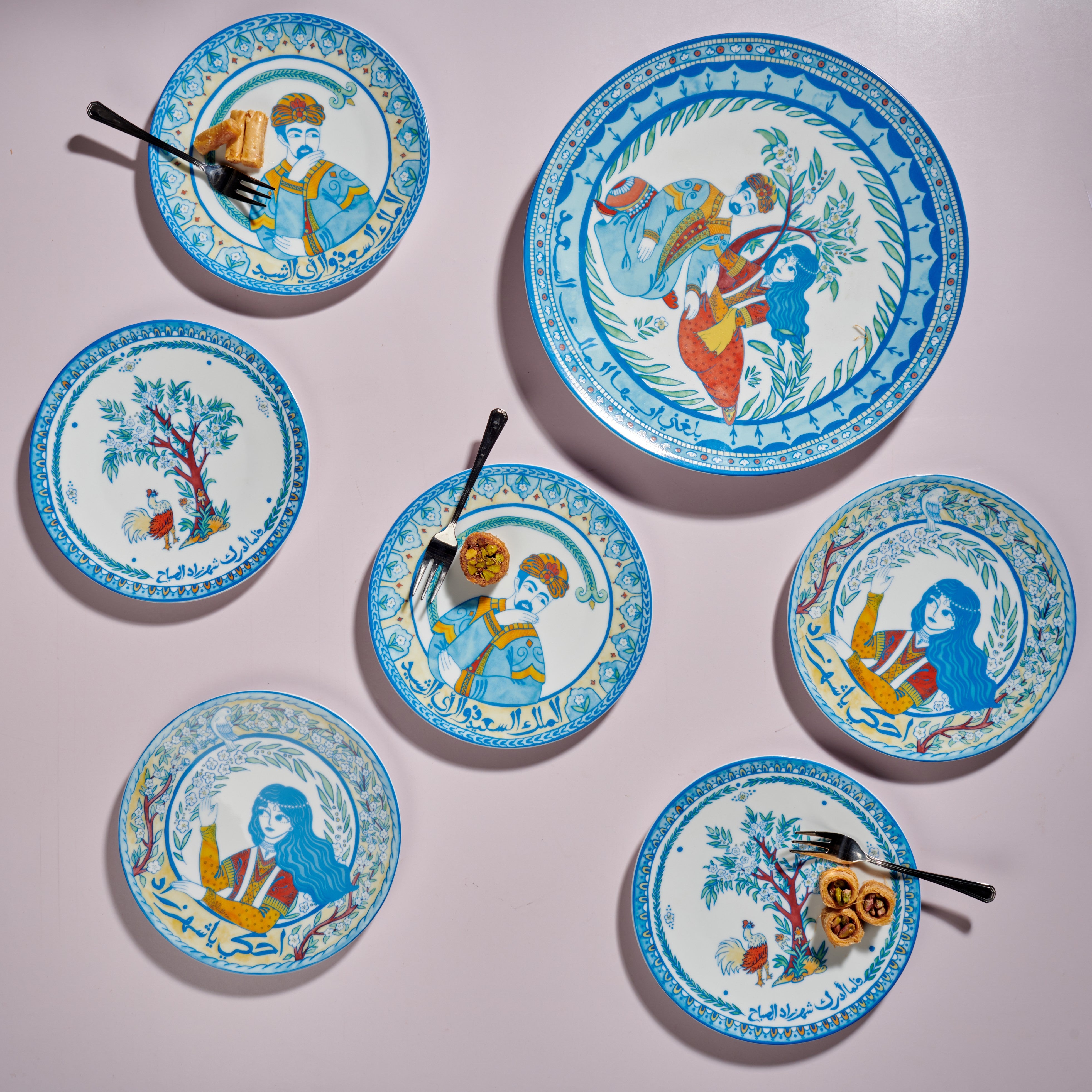 Shahrazad dessert set - 7 pieces - Fathy Mahmoud Porcelain 