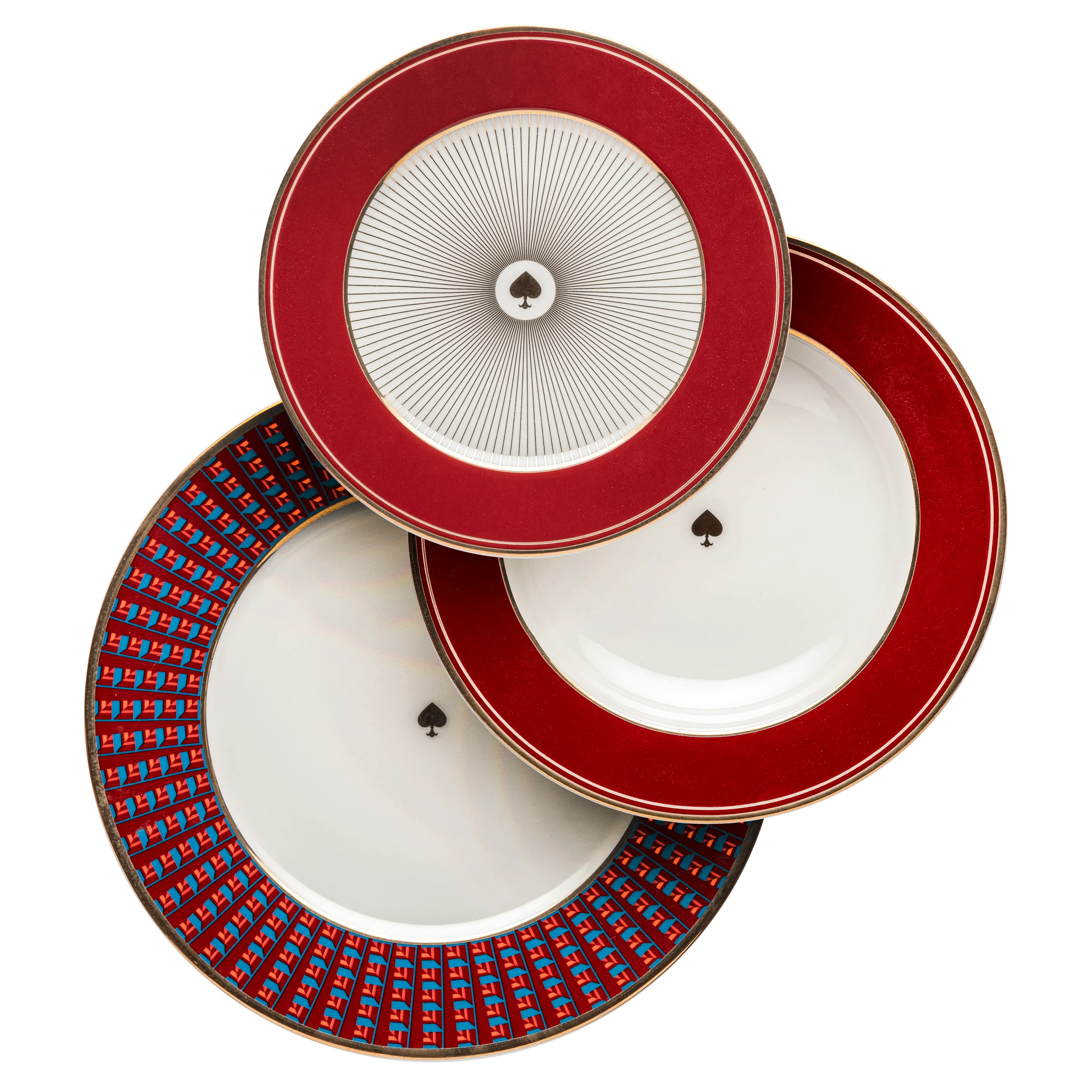 Spade burgendy - 18 pieces - Fathy Mahmoud Porcelain 