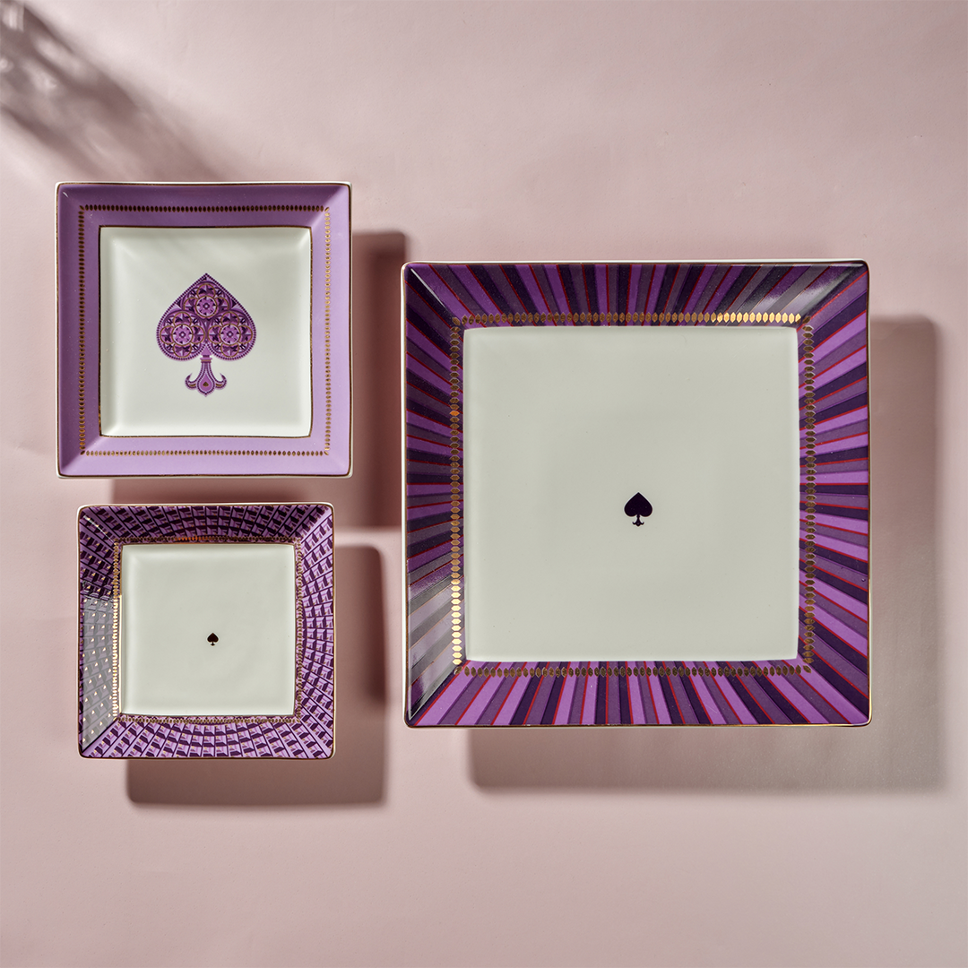Spade trays purple - 3 pieces - Fathy Mahmoud Porcelain 