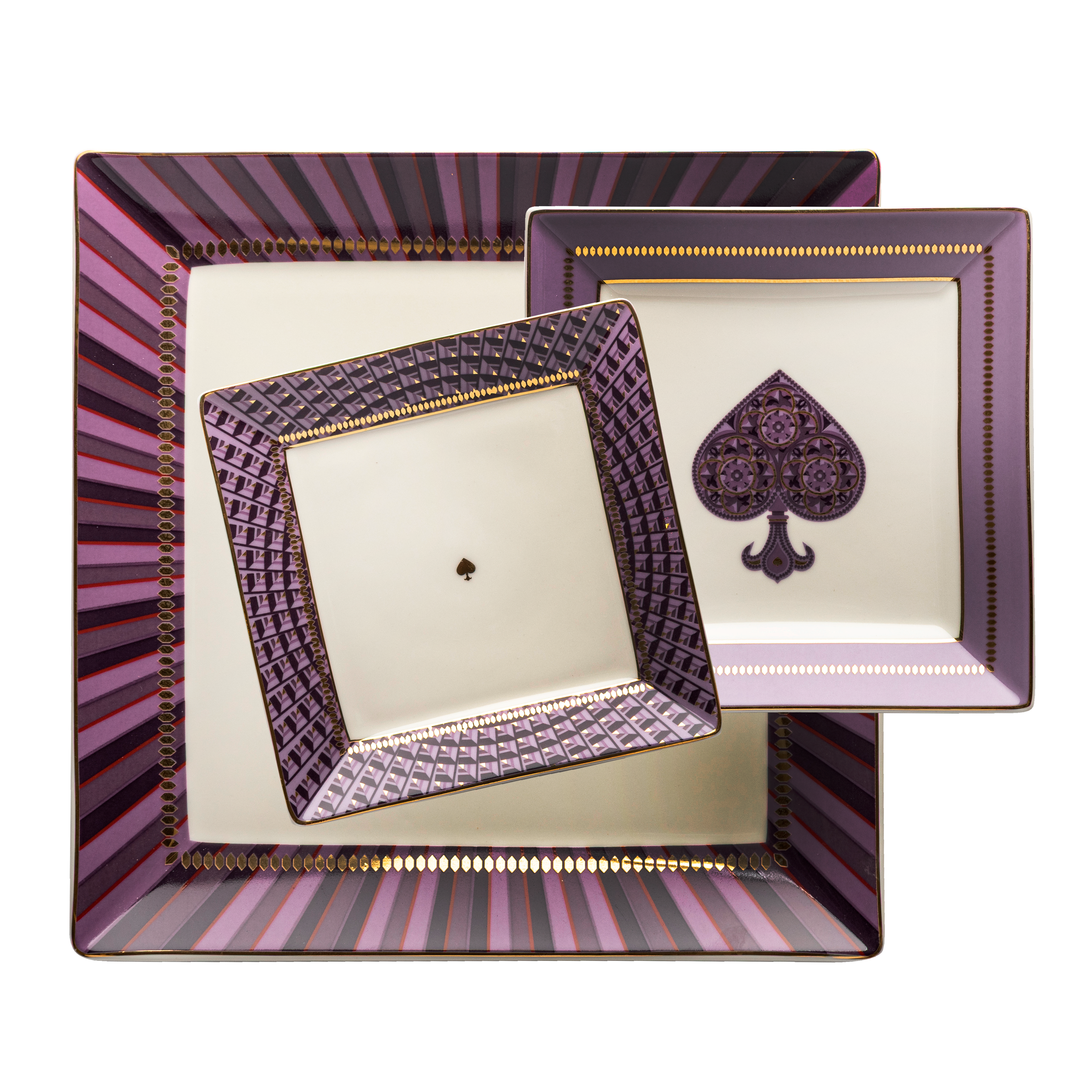 Spade trays purple - 3 pieces - Fathy Mahmoud Porcelain 