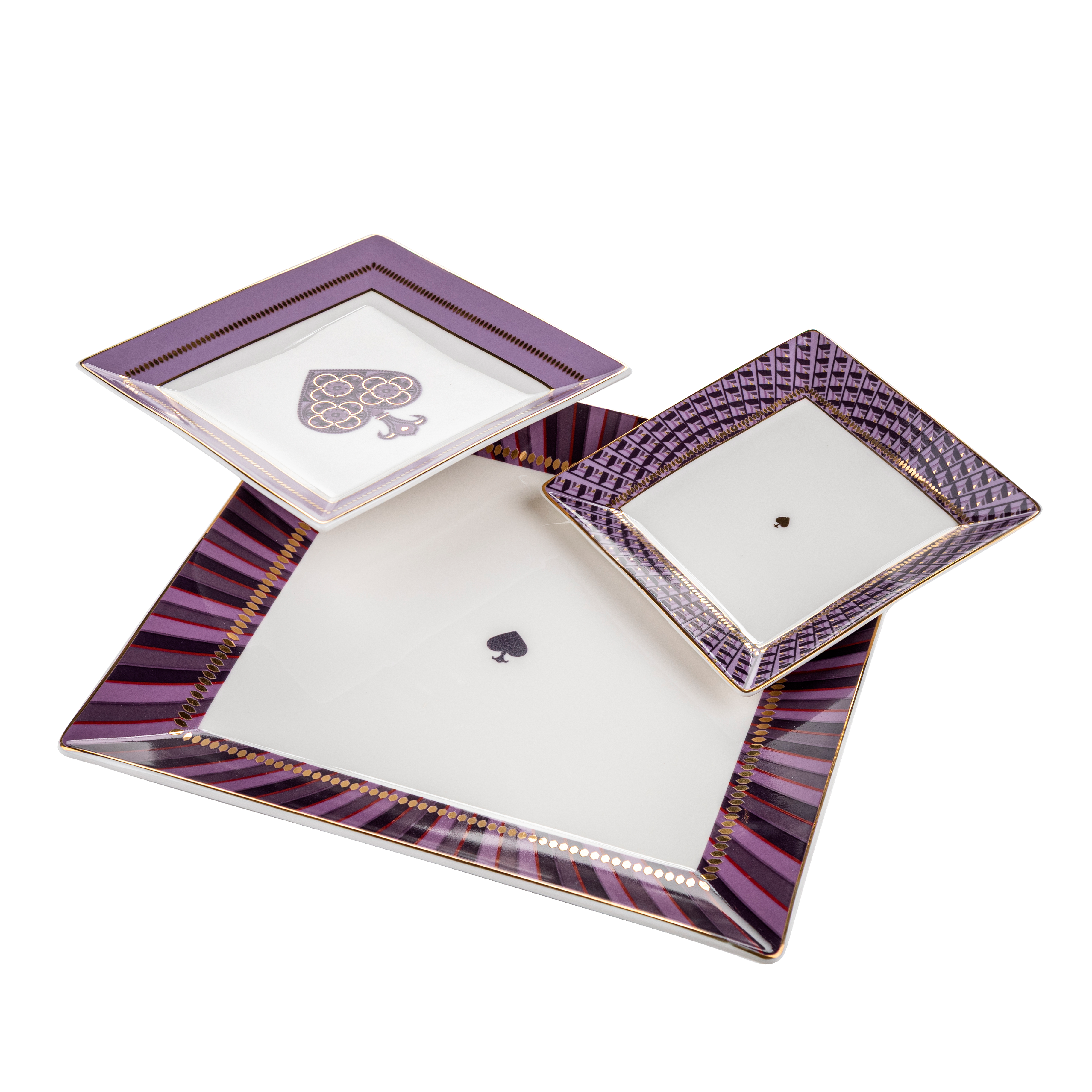 Spade trays purple - 3 pieces - Fathy Mahmoud Porcelain 