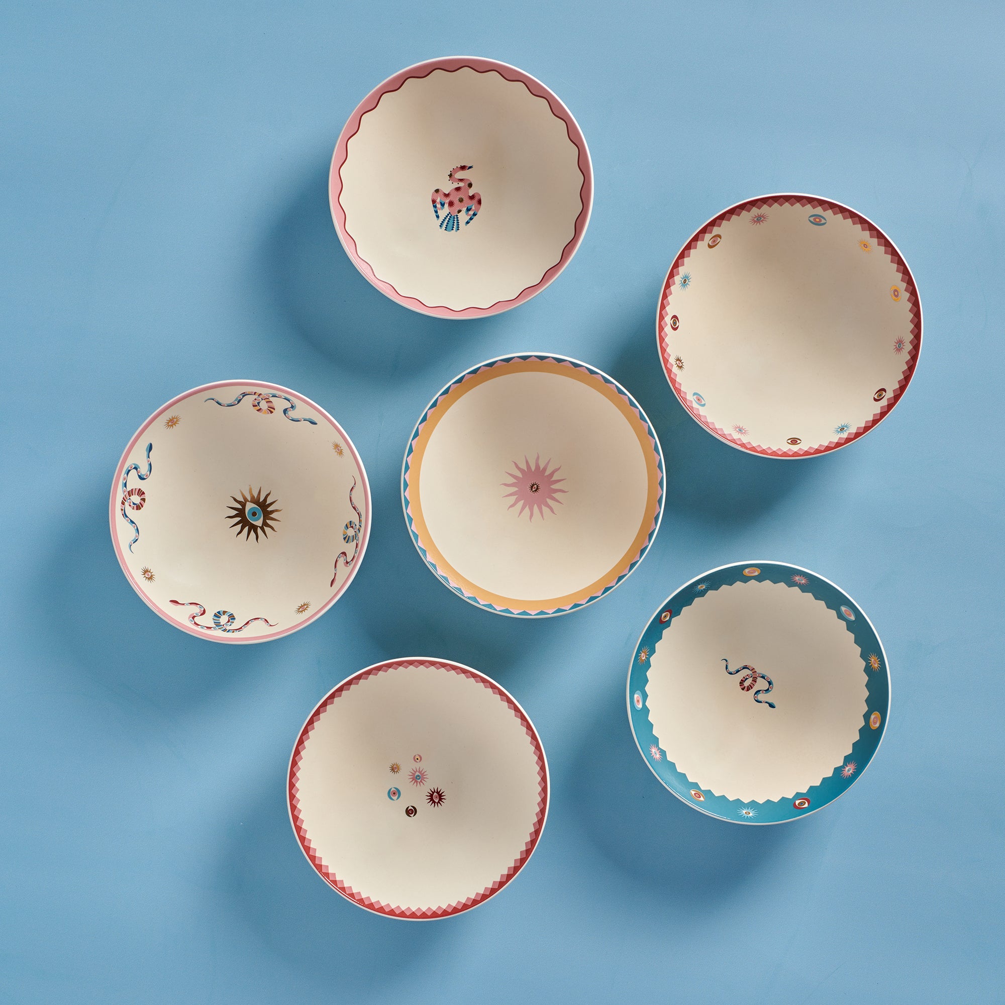 Summer gaze bowls - 6 pieces - Fathy Mahmoud Porcelain 